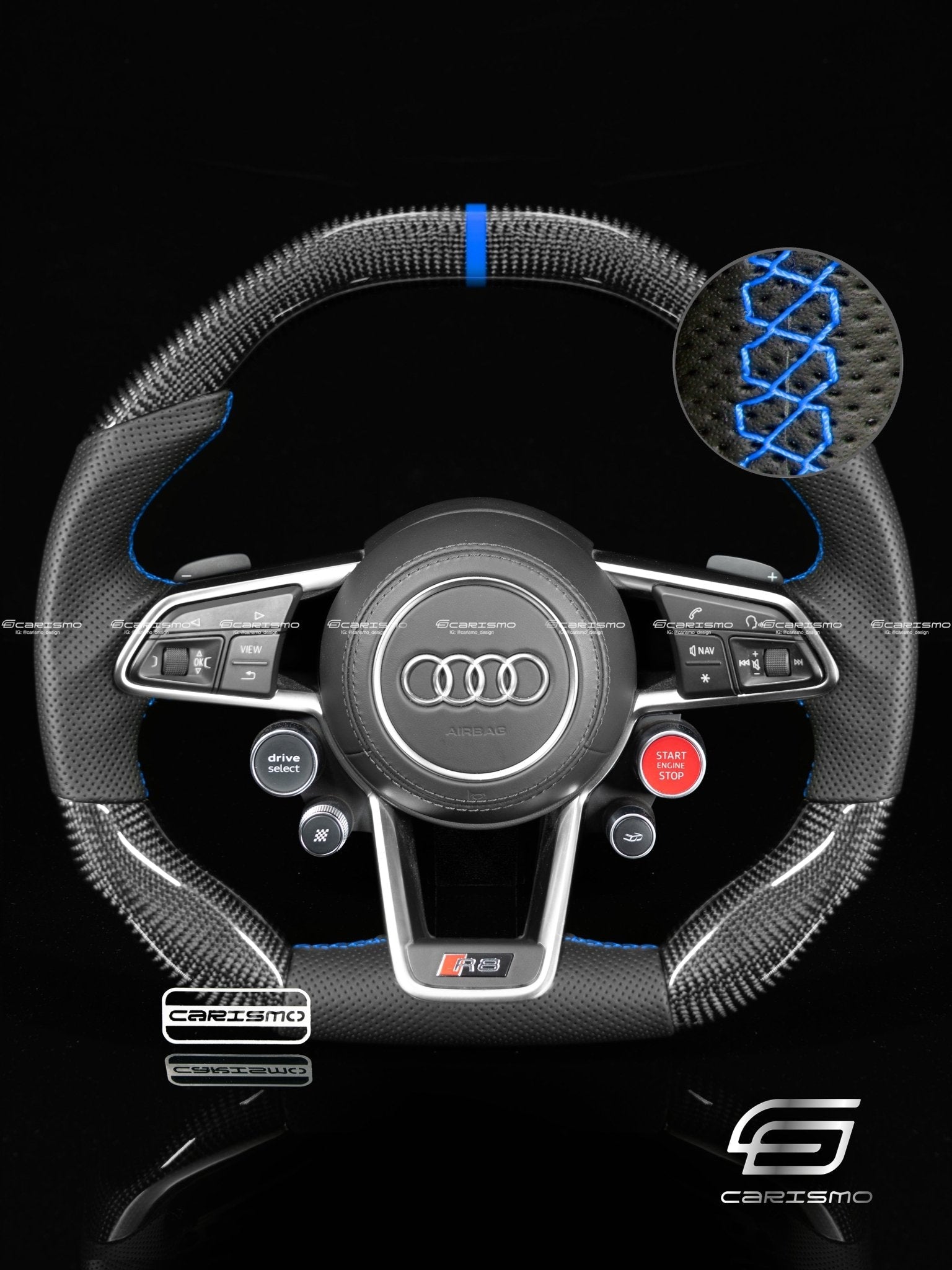 Carismo Steering Wheel For Audi R8 (Gen 2) - Signature - Gloss Carbon - Perforated Leather