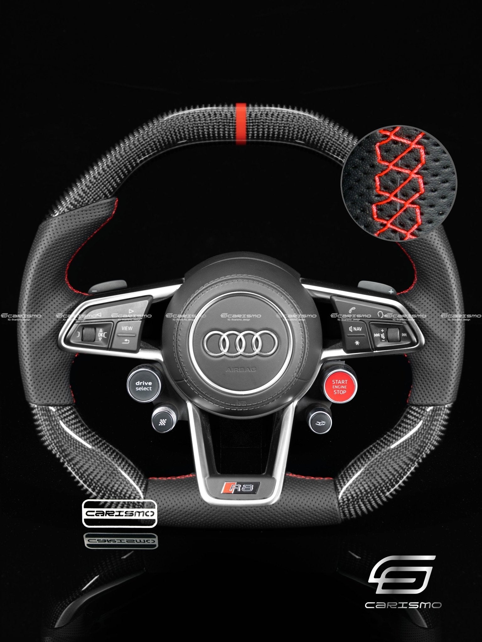 Carismo Steering Wheel For Audi R8 (Gen 2) - Signature - Gloss Carbon - Perforated Leather