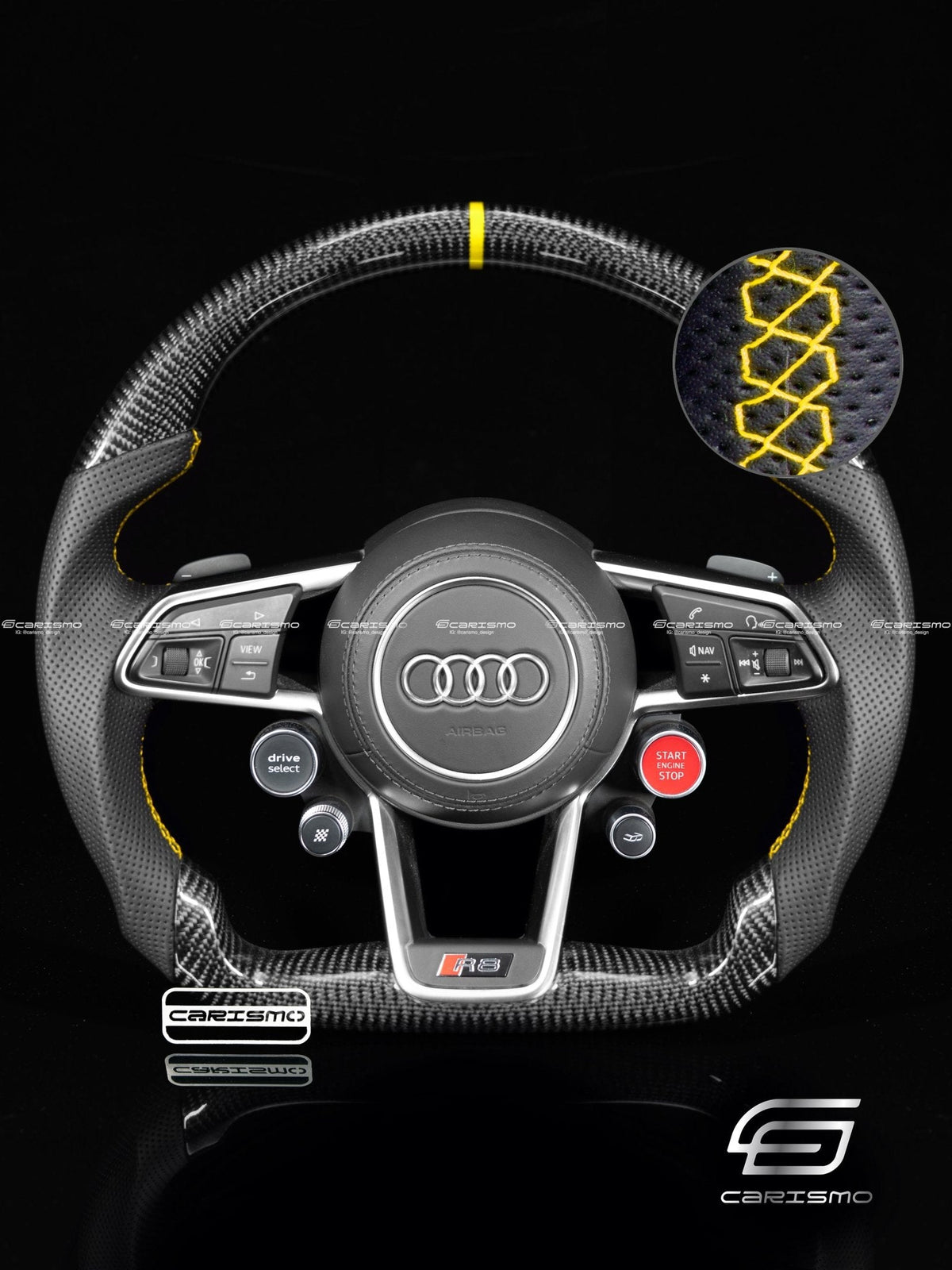 Carismo Steering Wheel For Audi R8 (Gen 2) - Sport - Gloss Carbon - Perforated Leather