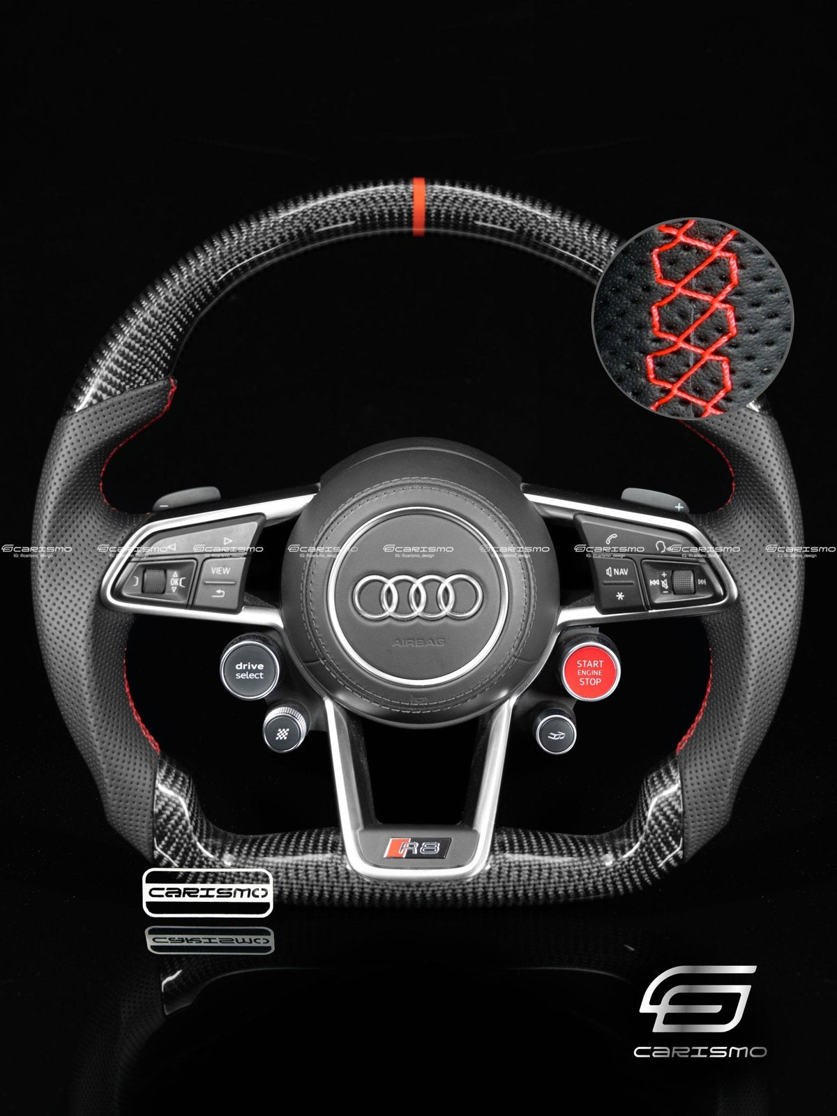 Carismo Steering Wheel For Audi R8 (Gen 2) - Sport - Gloss Carbon - Perforated Leather