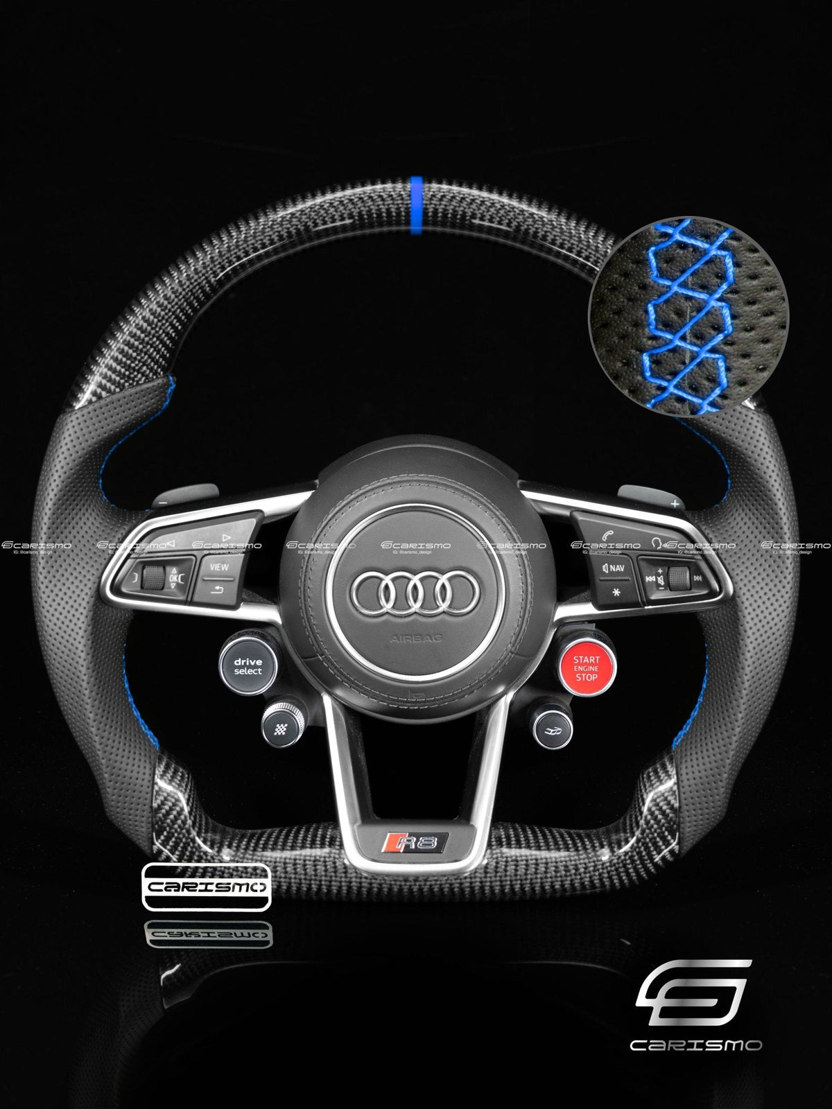 Carismo Steering Wheel For Audi R8 (Gen 2) - Sport - Gloss Carbon - Perforated Leather