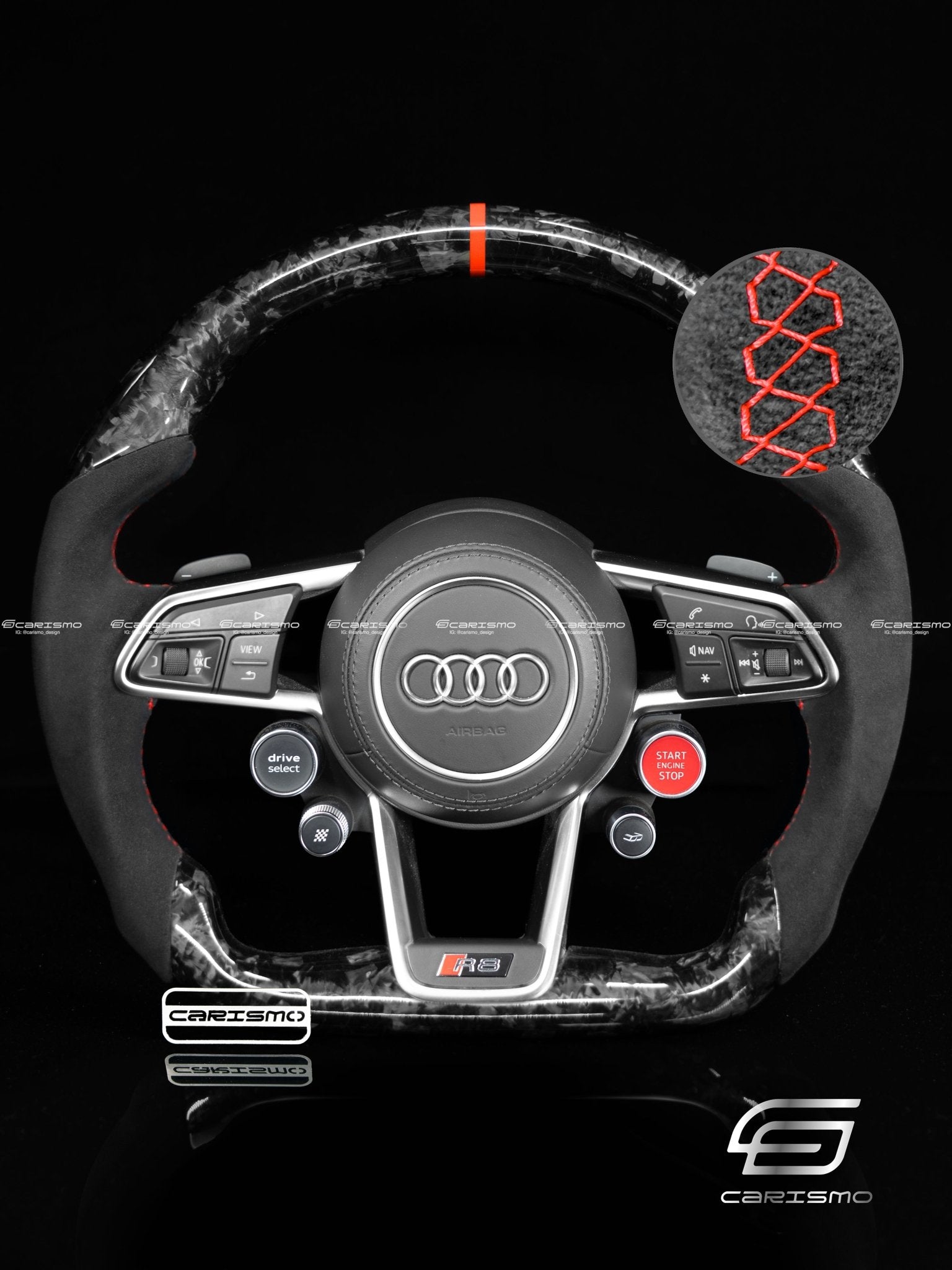 Carismo Steering Wheel For Audi R8 (Gen 2) - Sport - Gloss Forged Carbon - Alcantara