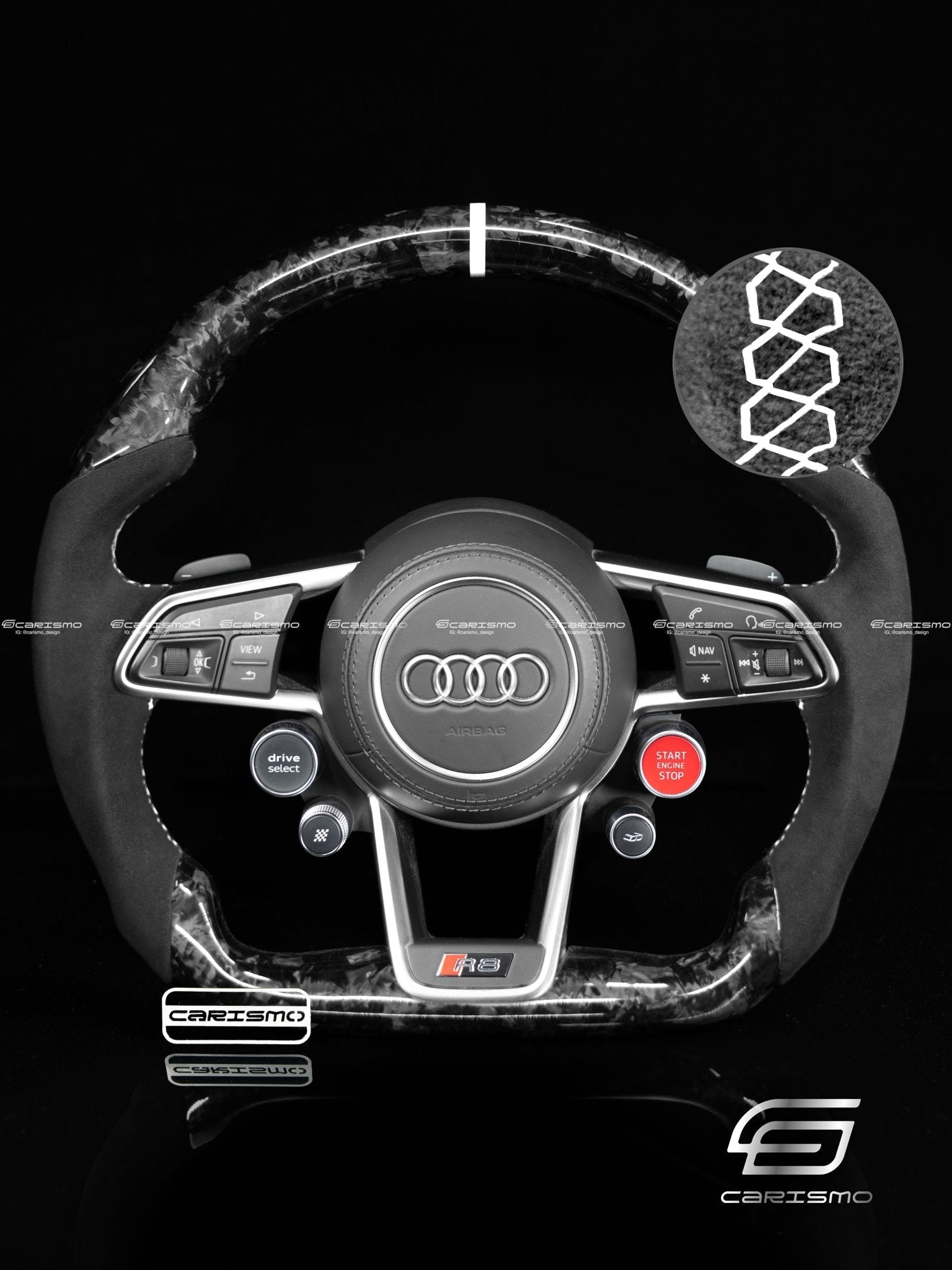 Carismo Steering Wheel For Audi R8 (Gen 2) - Sport - Gloss Forged Carbon - Alcantara