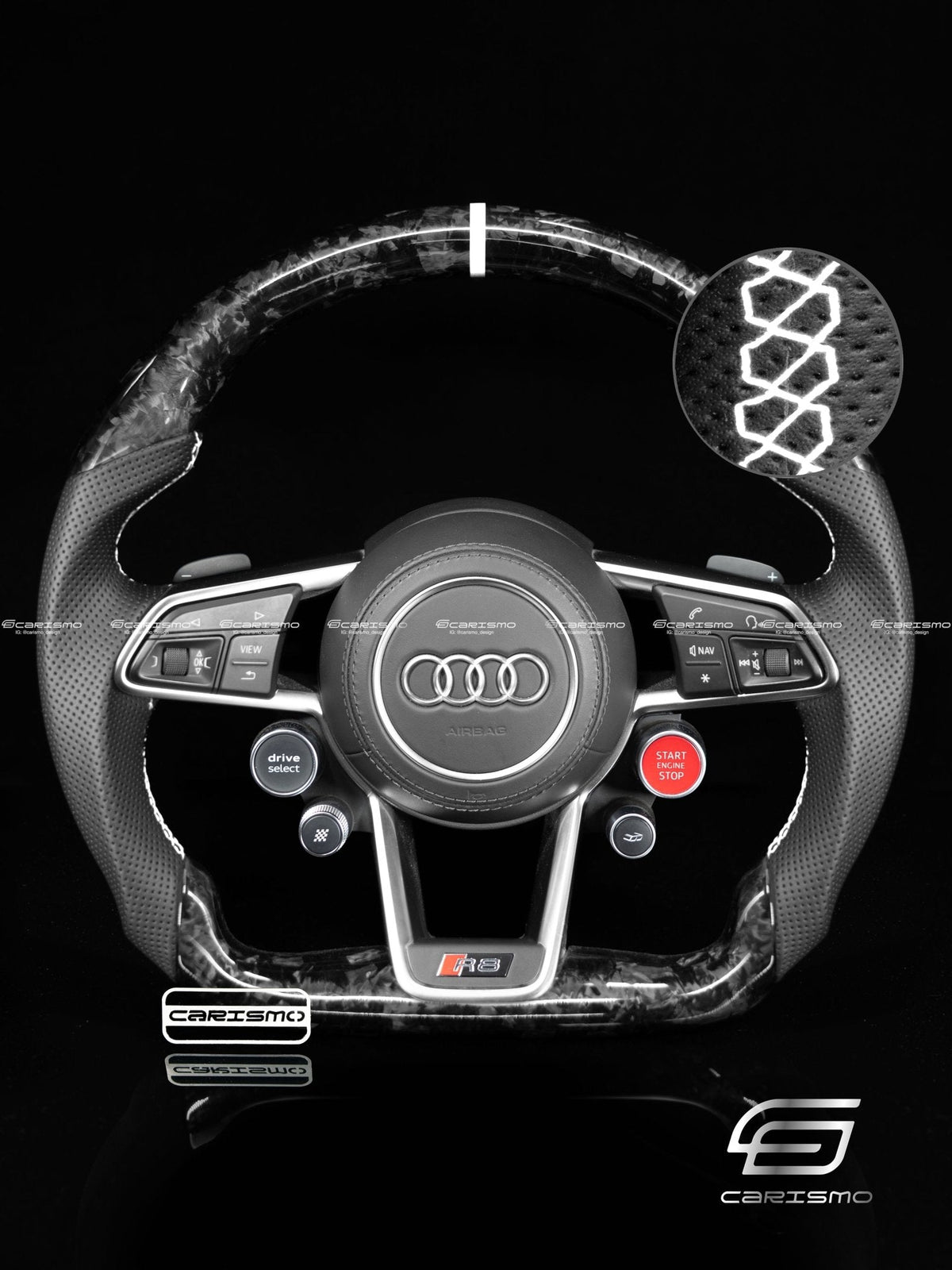 Carismo Steering Wheel For Audi R8 (Gen 2) - Sport - Gloss Forged Carbon - Perforated Leather