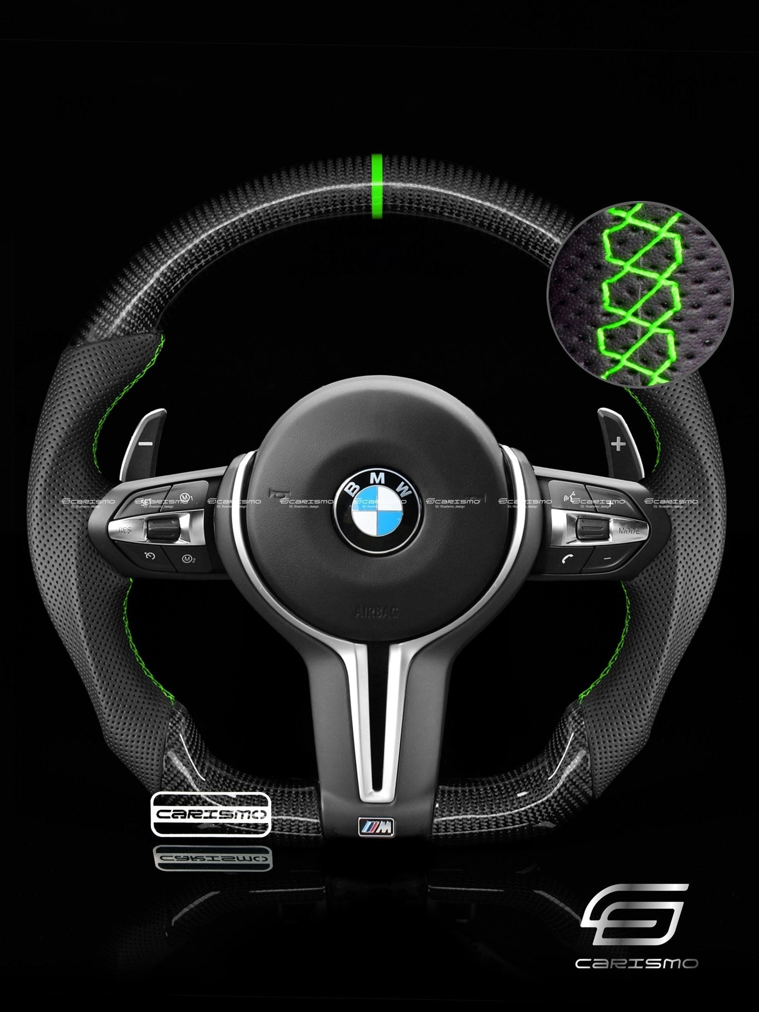 Carismo Steering Wheel For BMW F-Series (M Performance Wheel) - Sport - Gloss Carbon - Perforated Leather