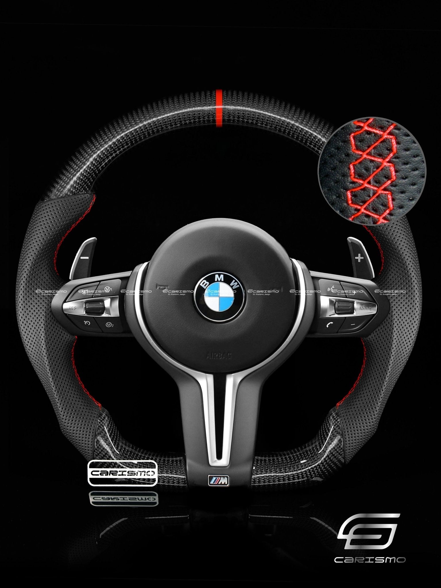 Carismo Steering Wheel For BMW F-Series (M Performance Wheel) - Sport - Gloss Carbon - Perforated Leather