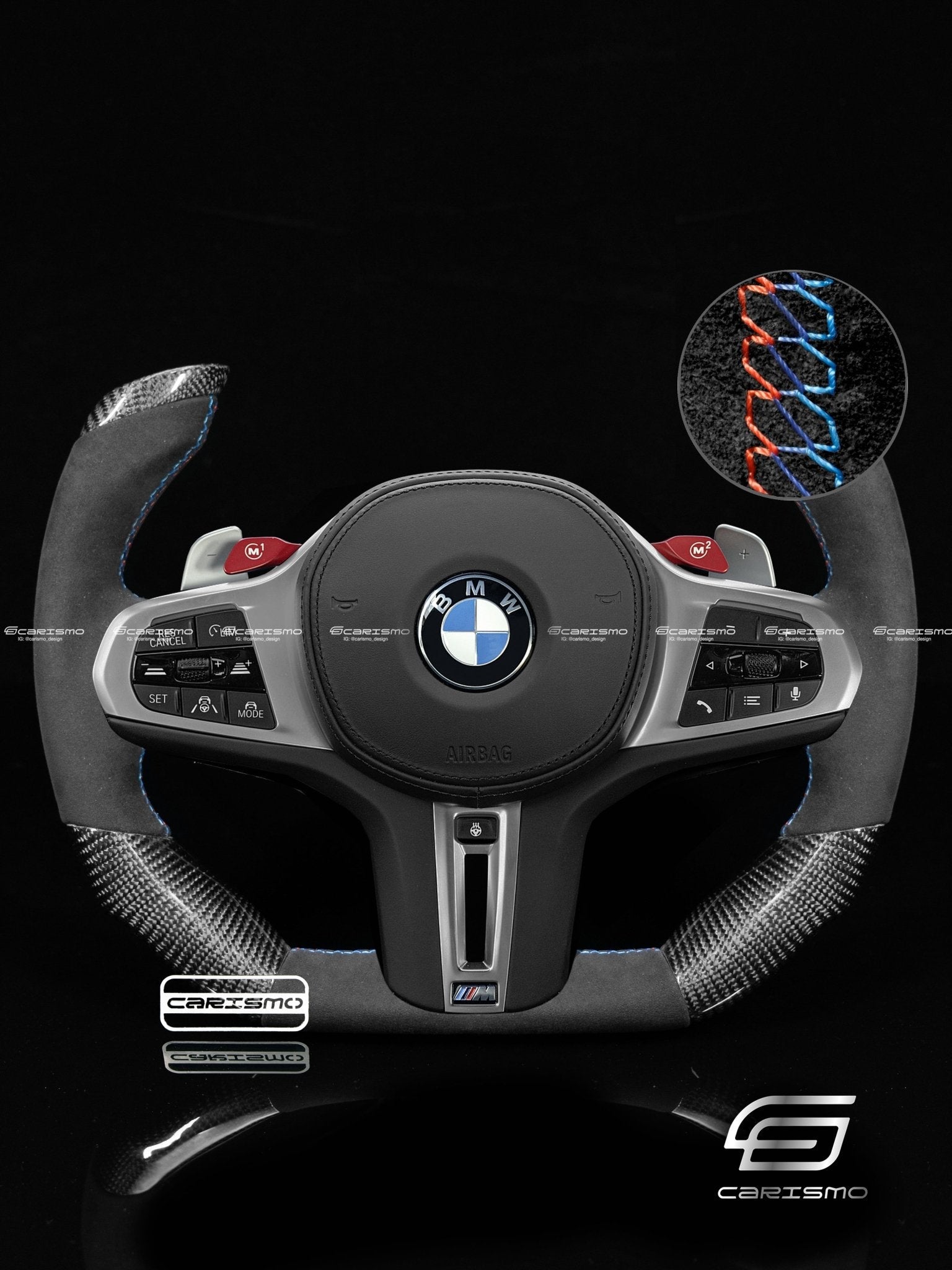 Carismo Steering Wheel For BMW G-Series (M Performance Wheels) - F1 Competition - Gloss Carbon - Alcantara