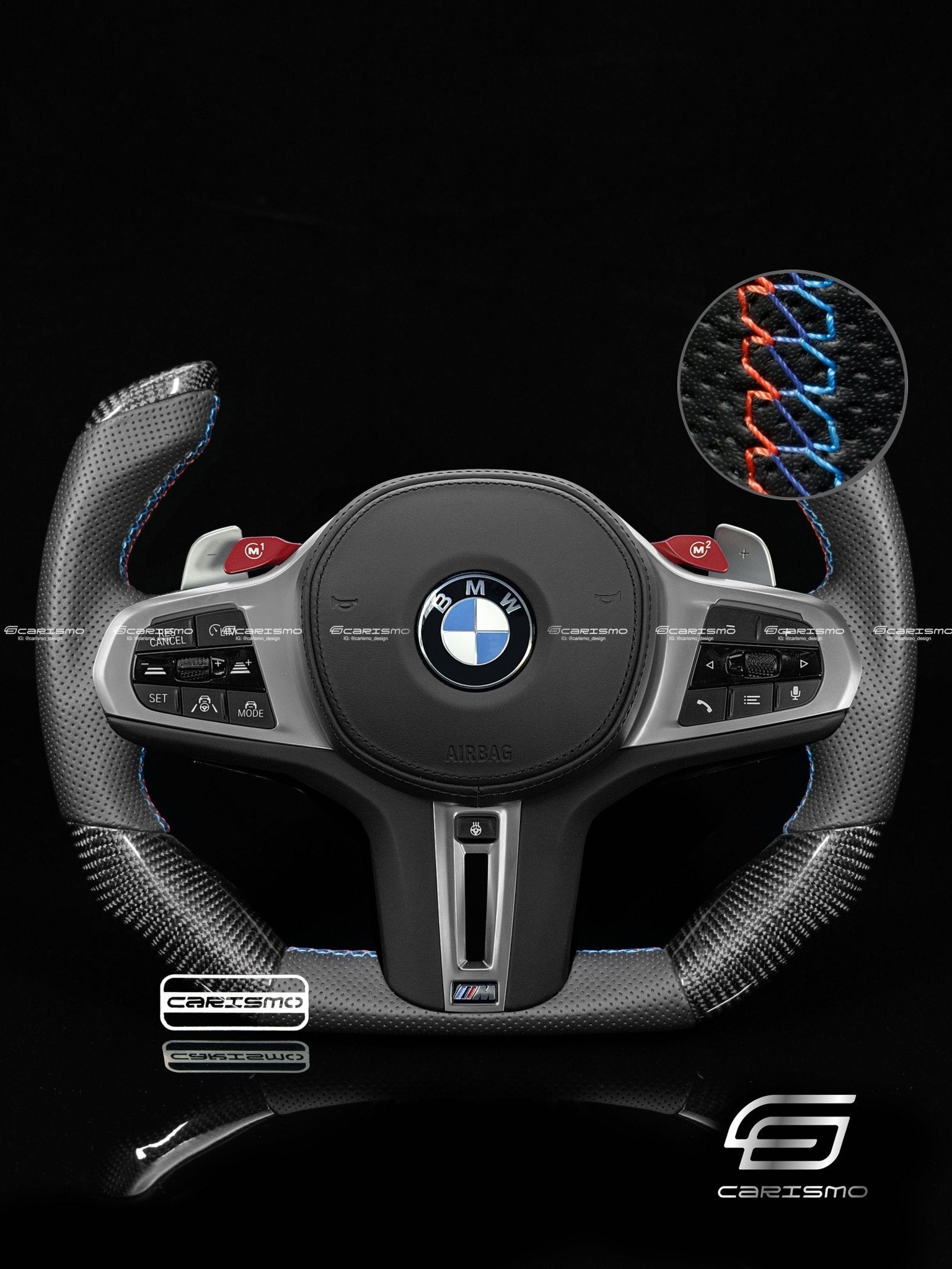Carismo Steering Wheel For BMW G-Series (M Performance Wheels) - F1 Competition - Gloss Carbon - Perforated Leather