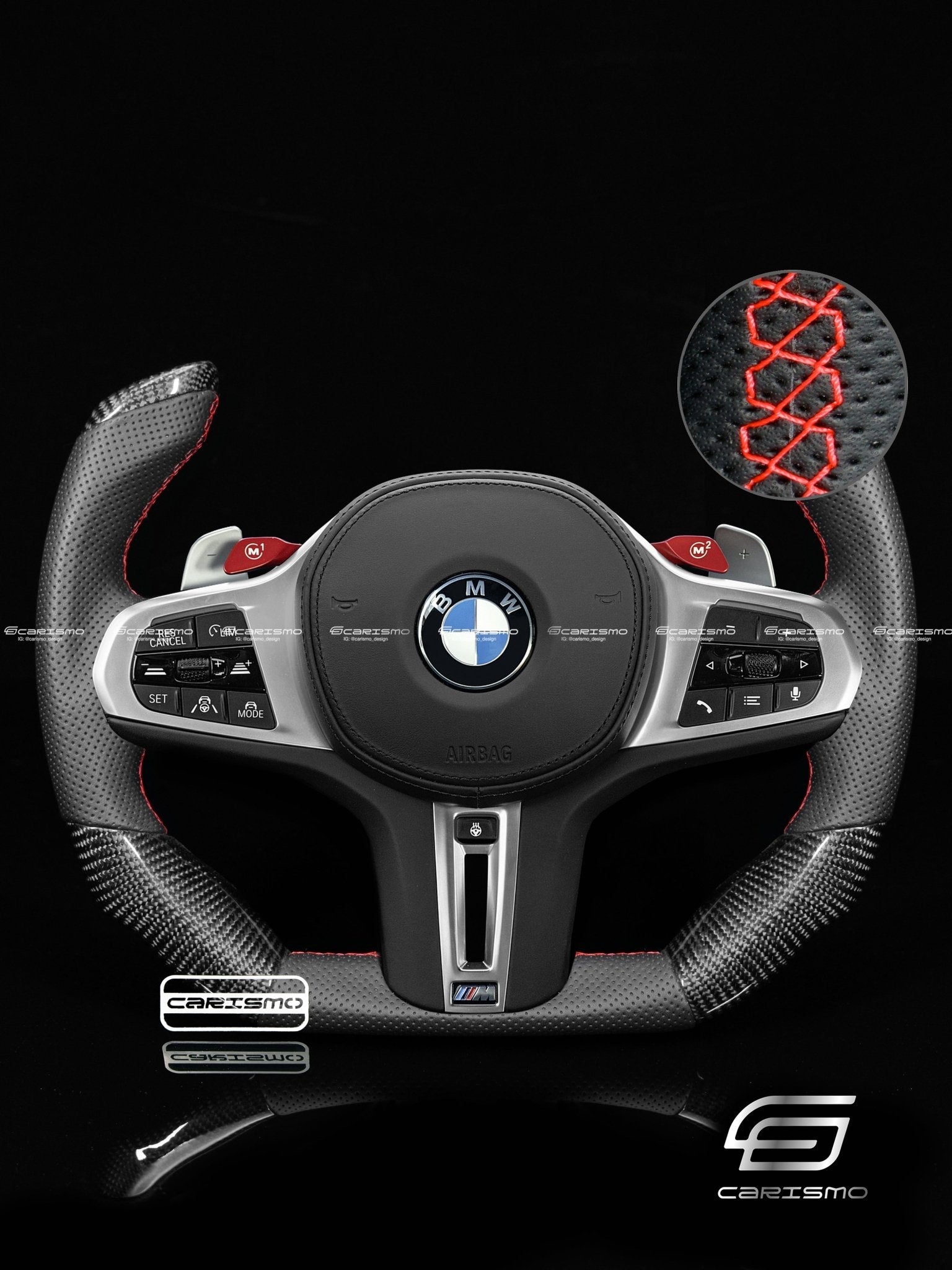 Carismo Steering Wheel For BMW G-Series (M Performance Wheels) - F1 Competition - Gloss Carbon - Perforated Leather