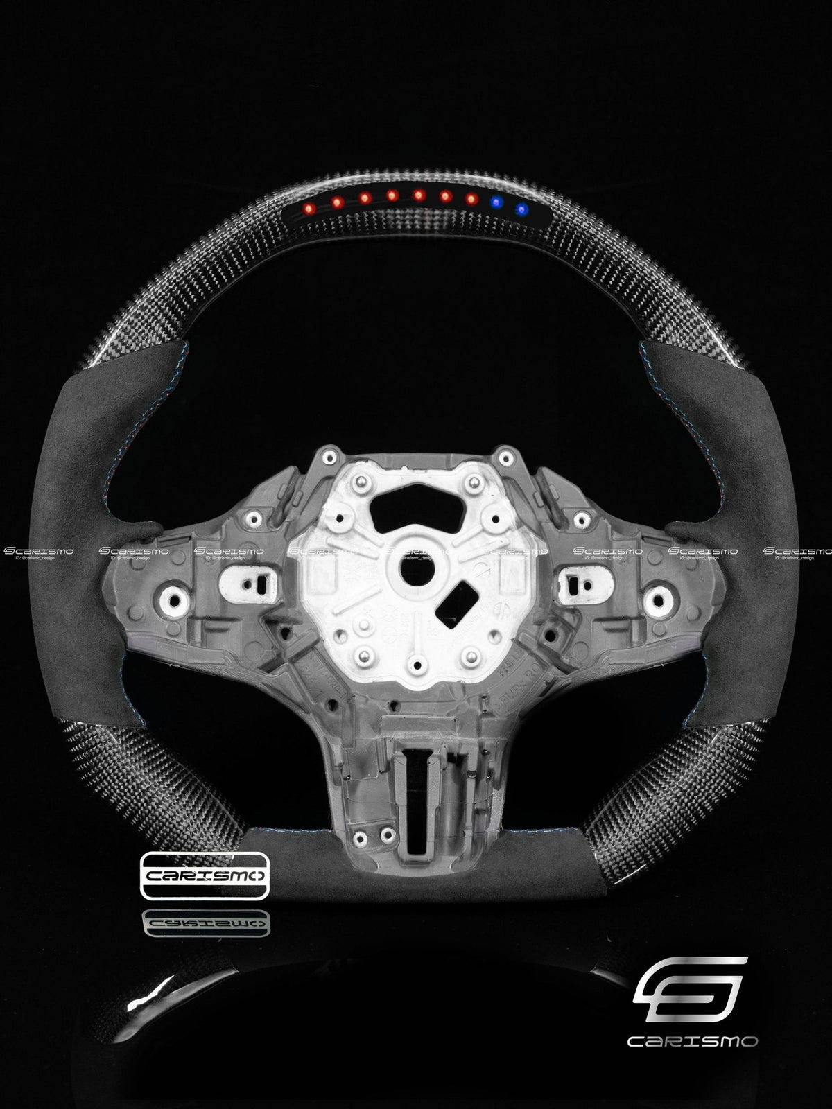 Carismo Steering Wheel For BMW G-Series (M Performance Wheels) - Sequential RPM LED - Gloss Carbon - Alcantara