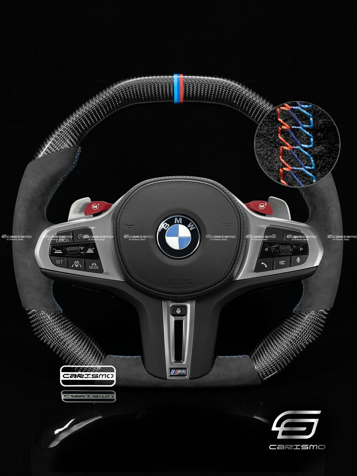 Carismo Steering Wheel For BMW G-Series (M Performance Wheels) - Signature (Heated) - Gloss Carbon - Alcantara