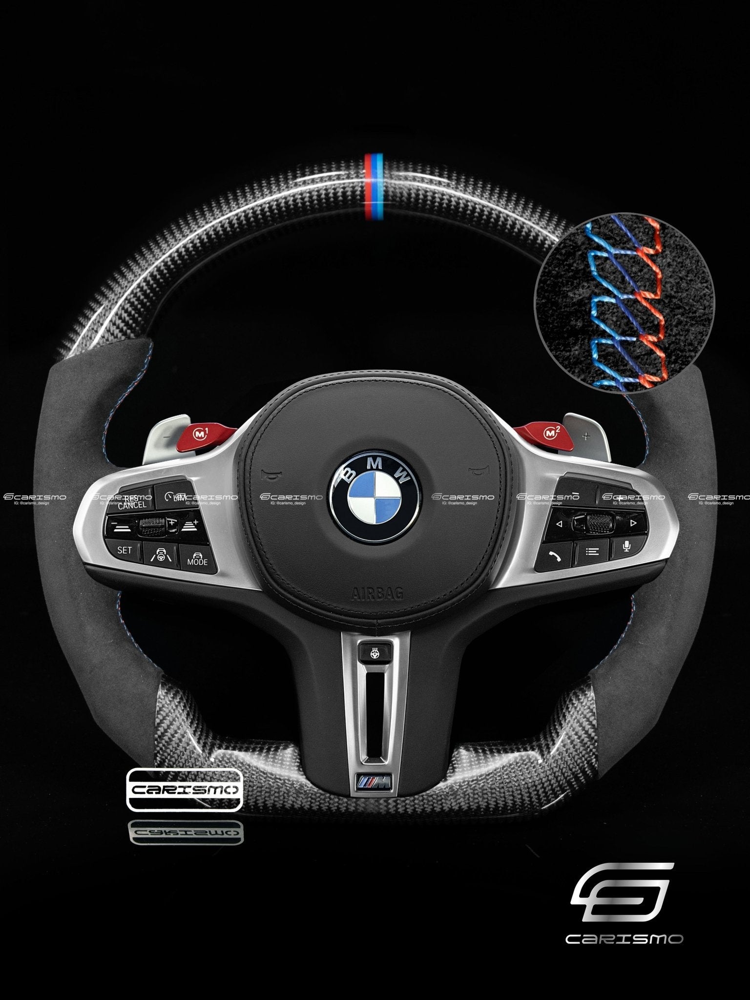 Carismo Steering Wheel For BMW G-Series (M Performance Wheels) - Sport - Gloss Carbon - Alcantara