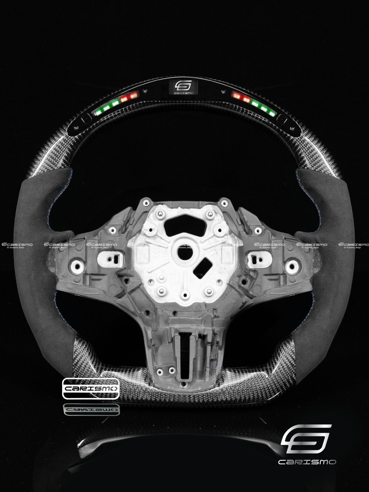 Carismo Steering Wheel For BMW G-Series (M Performance Wheel) - Classic RPM LED - Gloss Carbon - Alcantara