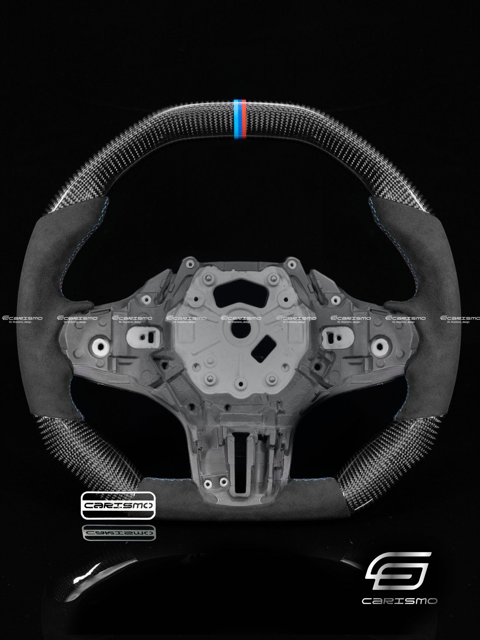 Carismo Steering Wheel For BMW G-Series (M Performance Wheel) - Signature - Gloss Carbon - Alcantara