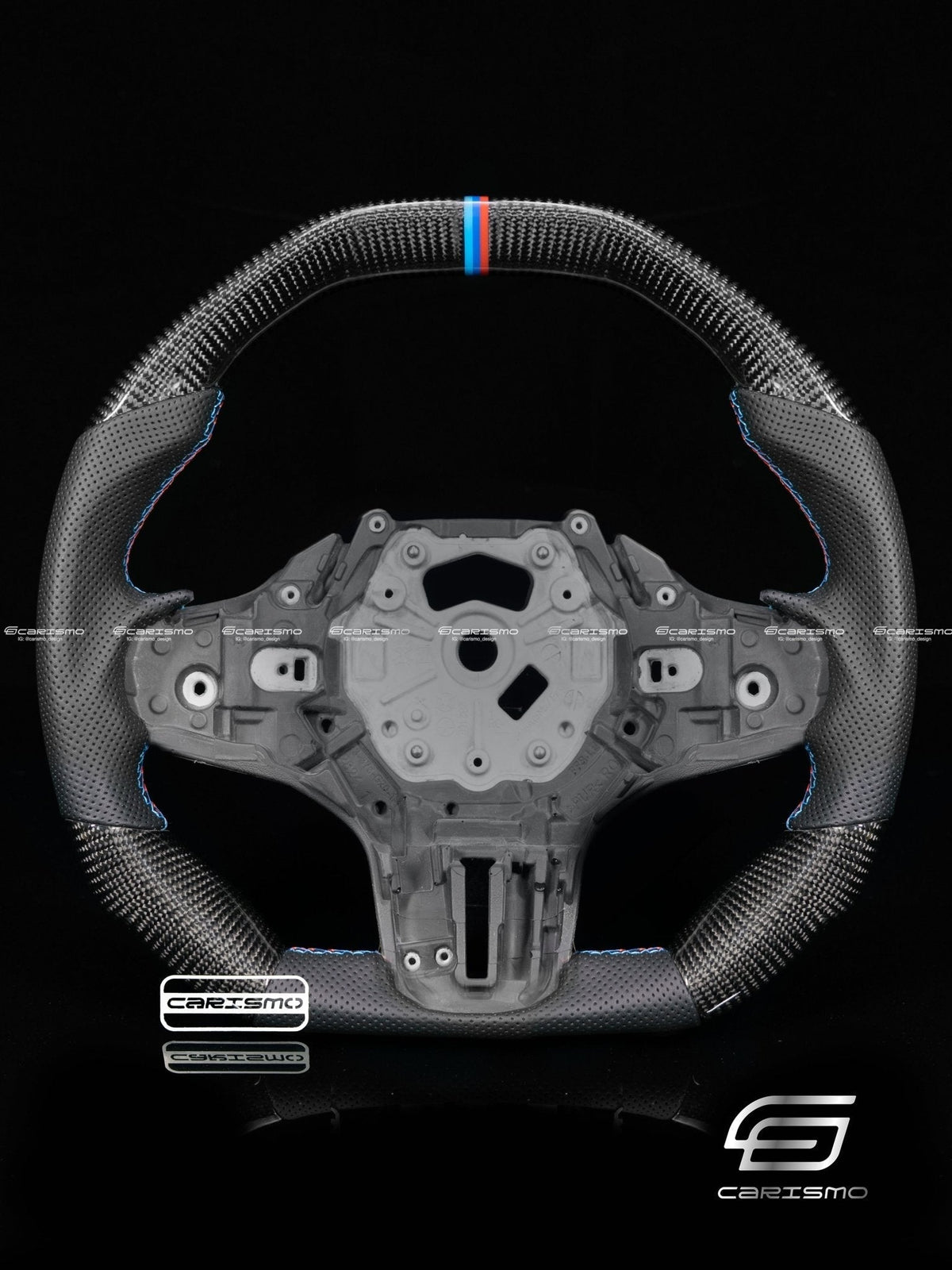 Carismo Steering Wheel For BMW G-Series (M Performance Wheel) - Signature (Heated) - Gloss Carbon - Perforated Leather