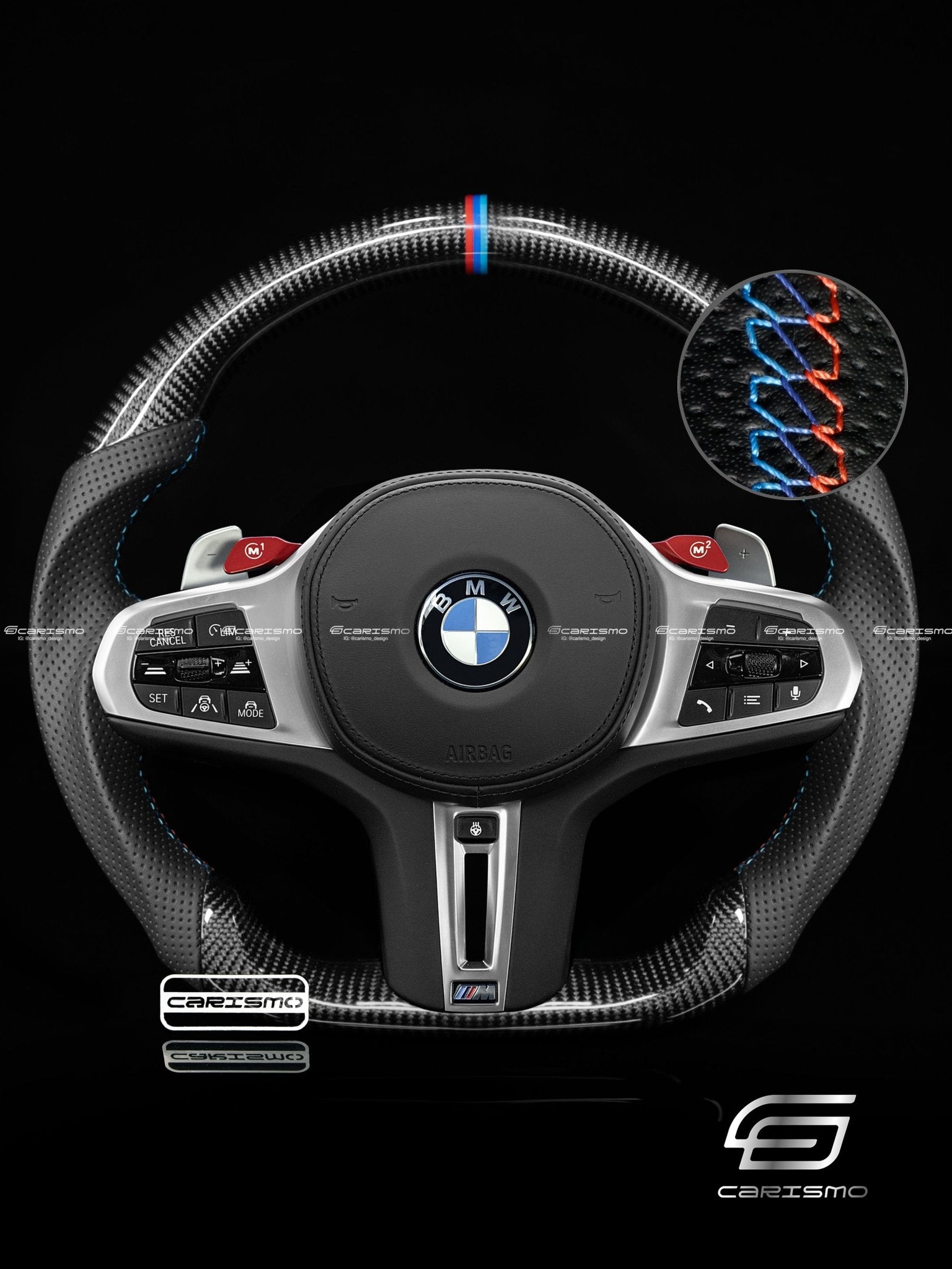 Carismo Steering Wheel For BMW G-Series (M Performance Wheel) - Sport - Gloss Carbon - Perforated Leather