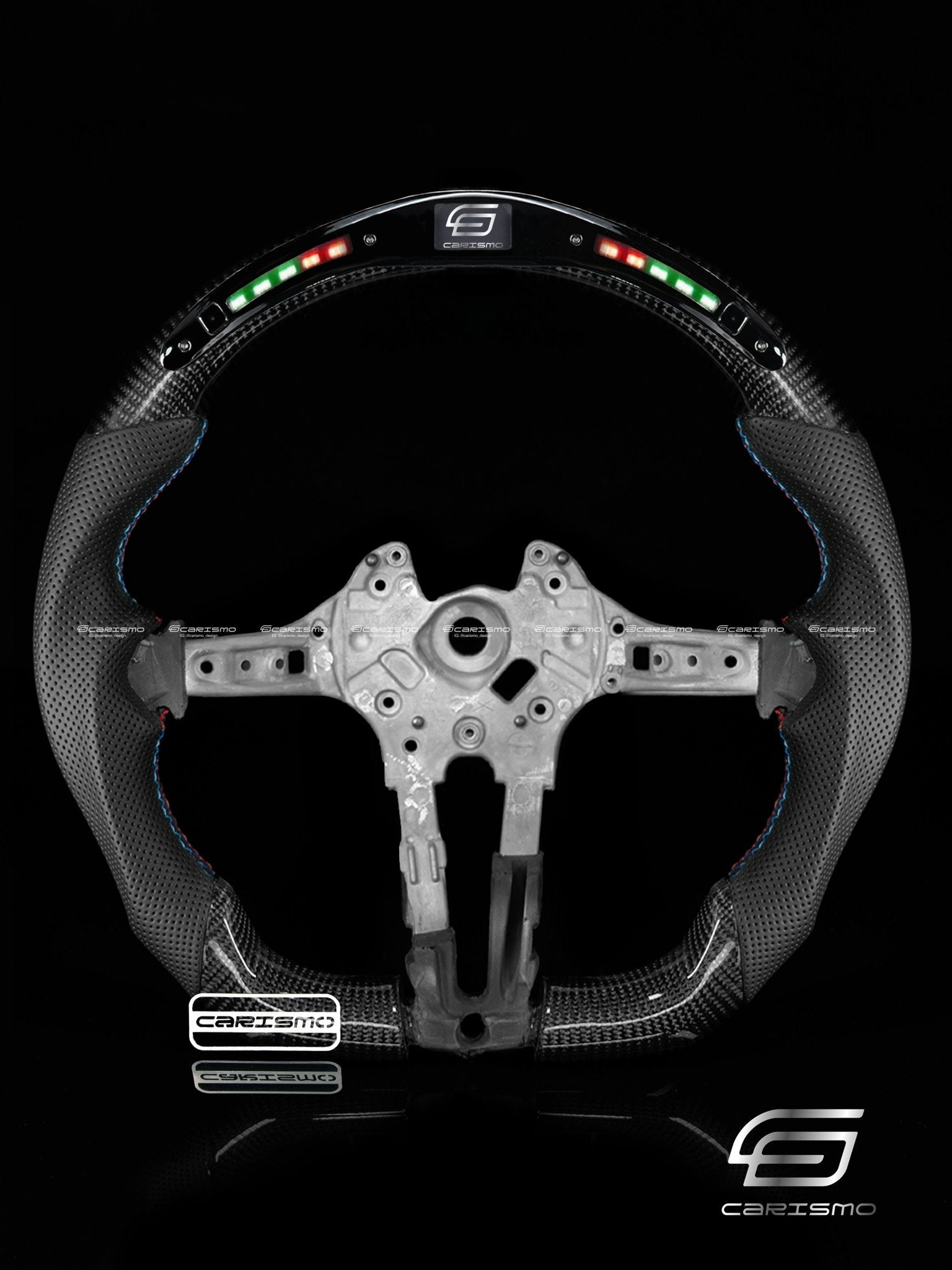 Carismo Steering Wheel For BMW F-Series (M Performance Wheels) - Classic RPM LED - Gloss Carbon - Perforated Leather