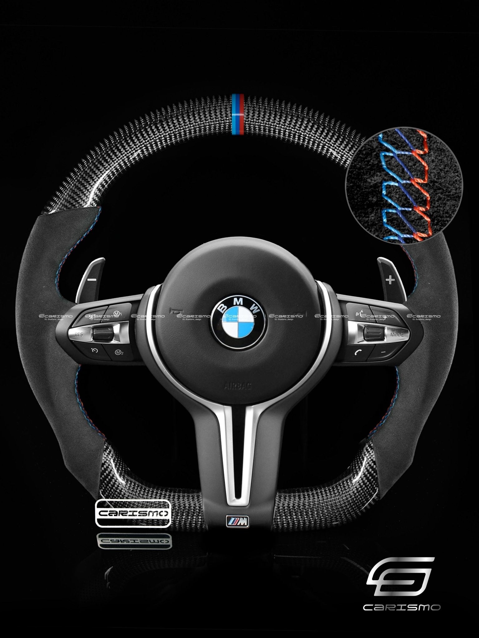 Carismo Steering Wheel For BMW F-Series (M Performance Wheels) - Sport - Gloss Carbon - Alcantara