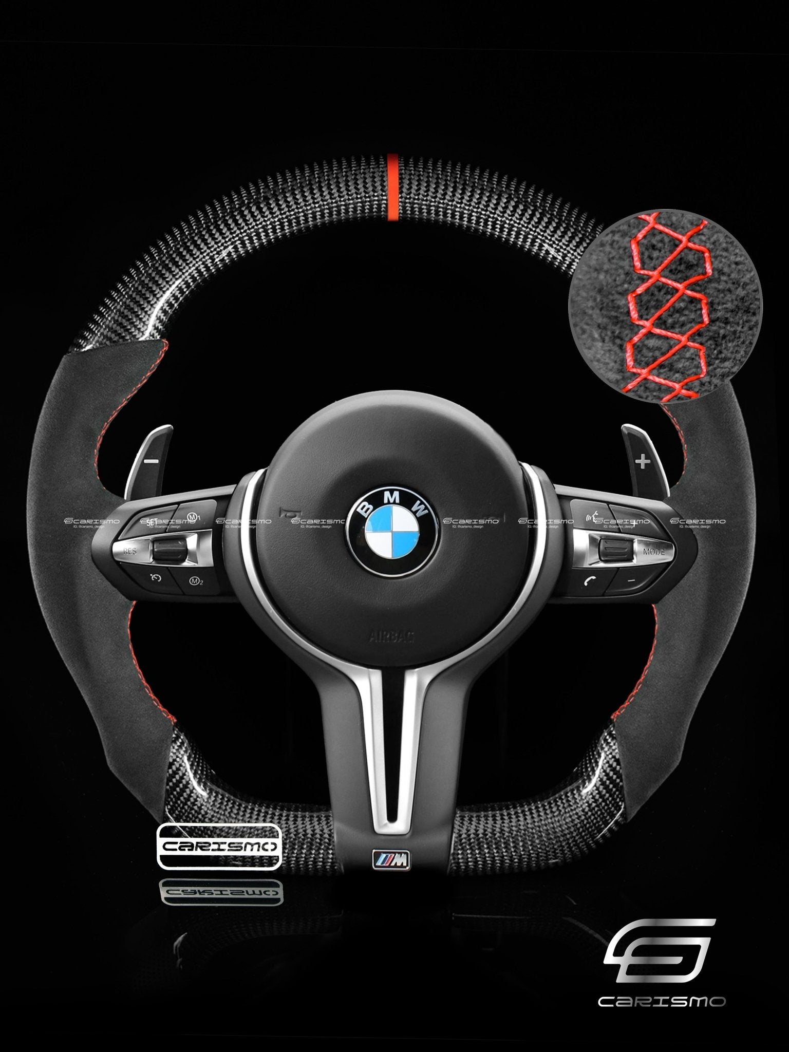 Carismo Steering Wheel For BMW F-Series (M Performance Wheels) - Sport - Gloss Carbon - Alcantara
