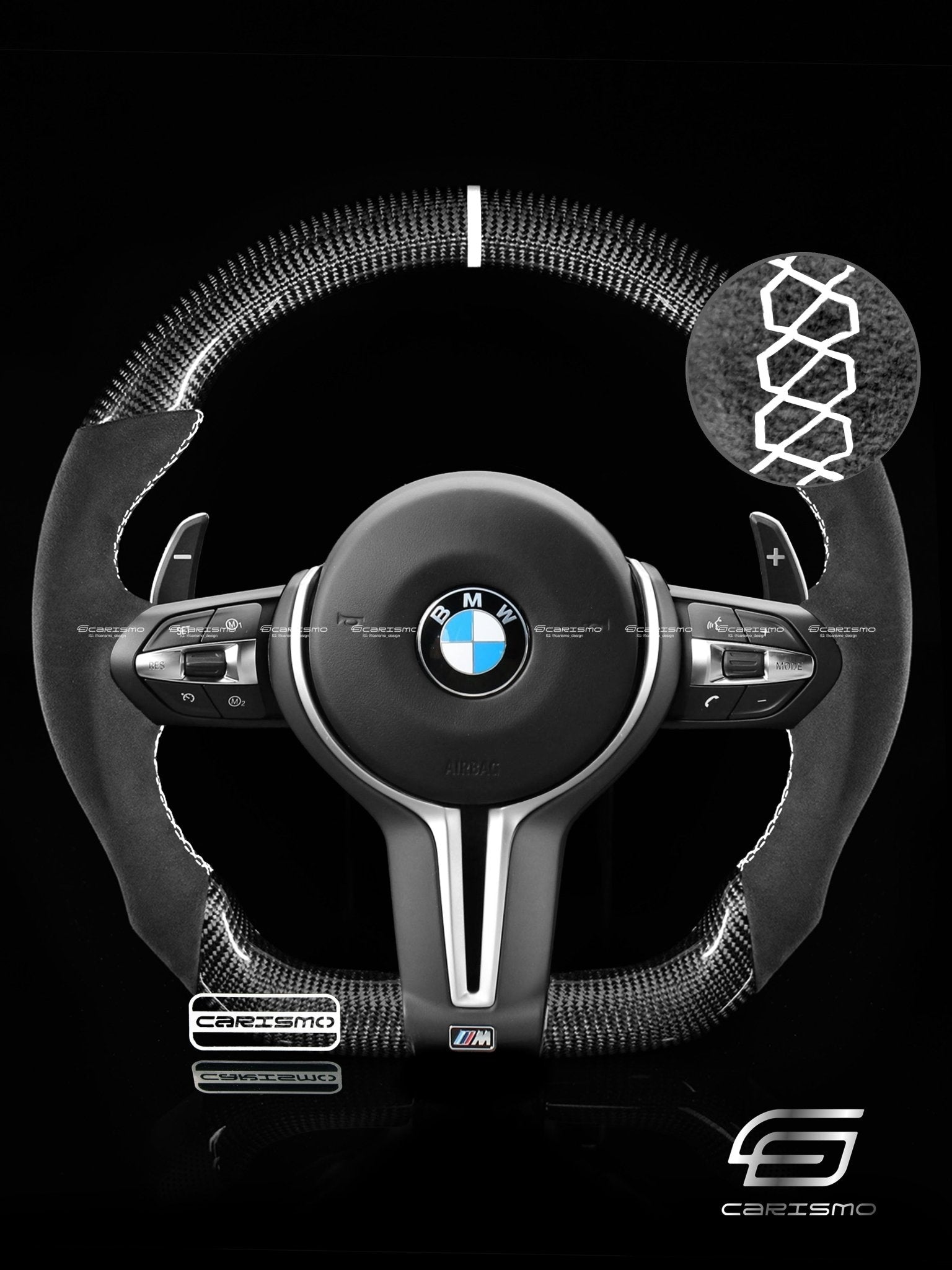 Carismo Steering Wheel For BMW F-Series (M Performance Wheels) - Sport - Gloss Carbon - Alcantara