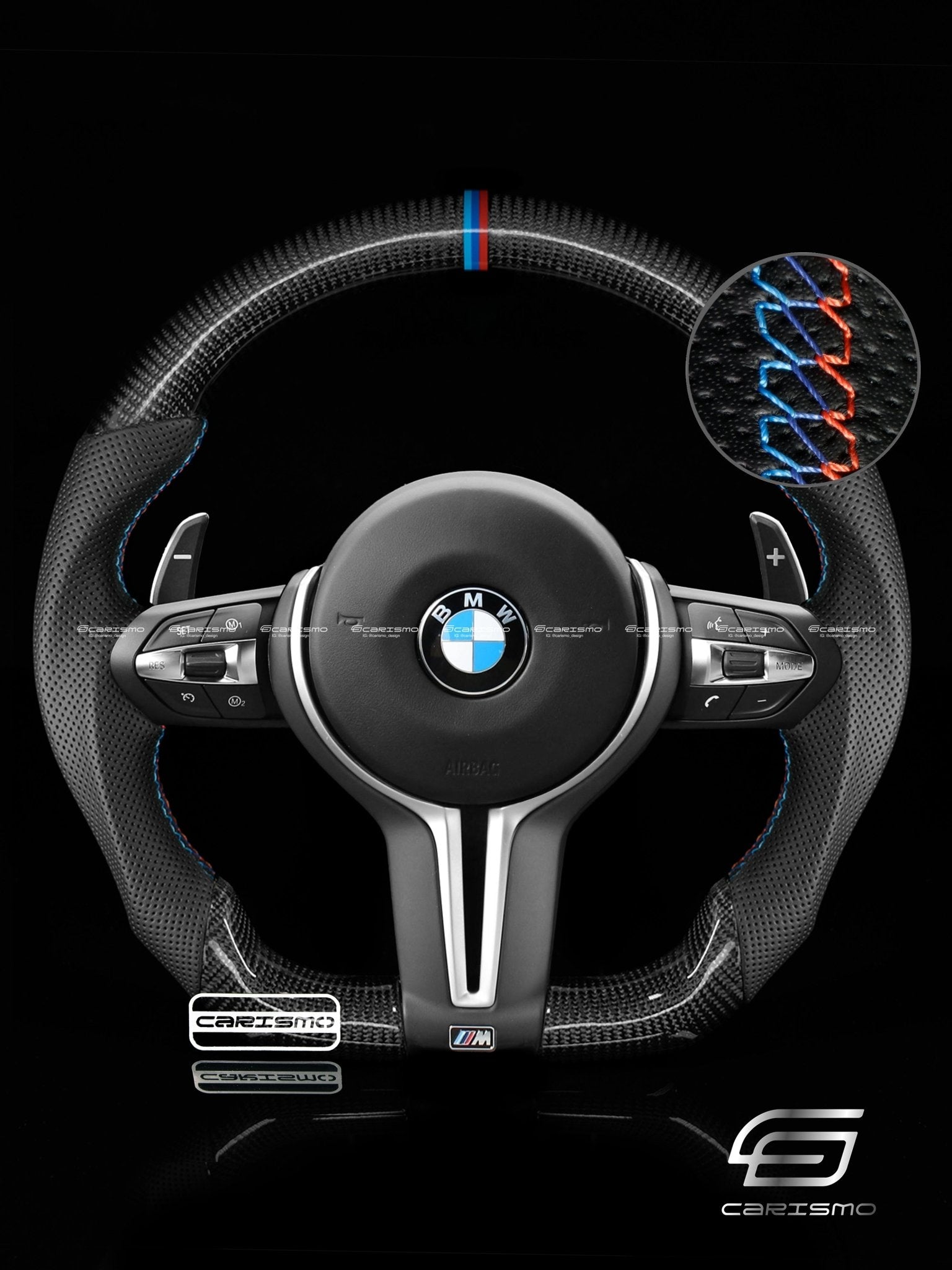 Carismo Steering Wheel For BMW F-Series (M Performance Wheels) - Sport - Gloss Carbon - Perforated Leather