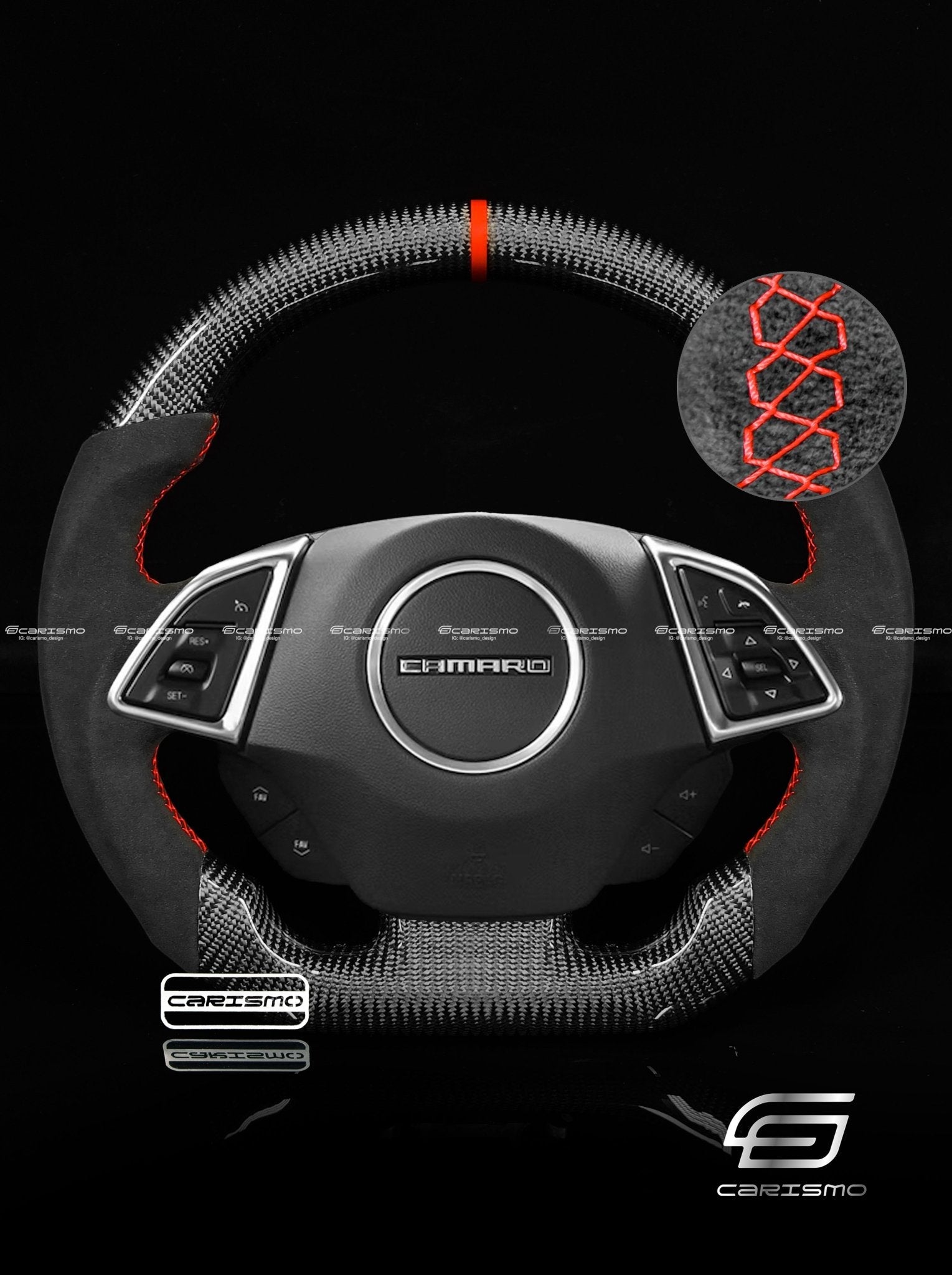 Carismo Steering Wheel For Chevrolet Camaro (Gen 6) - Sport - Gloss Carbon - Alcantara