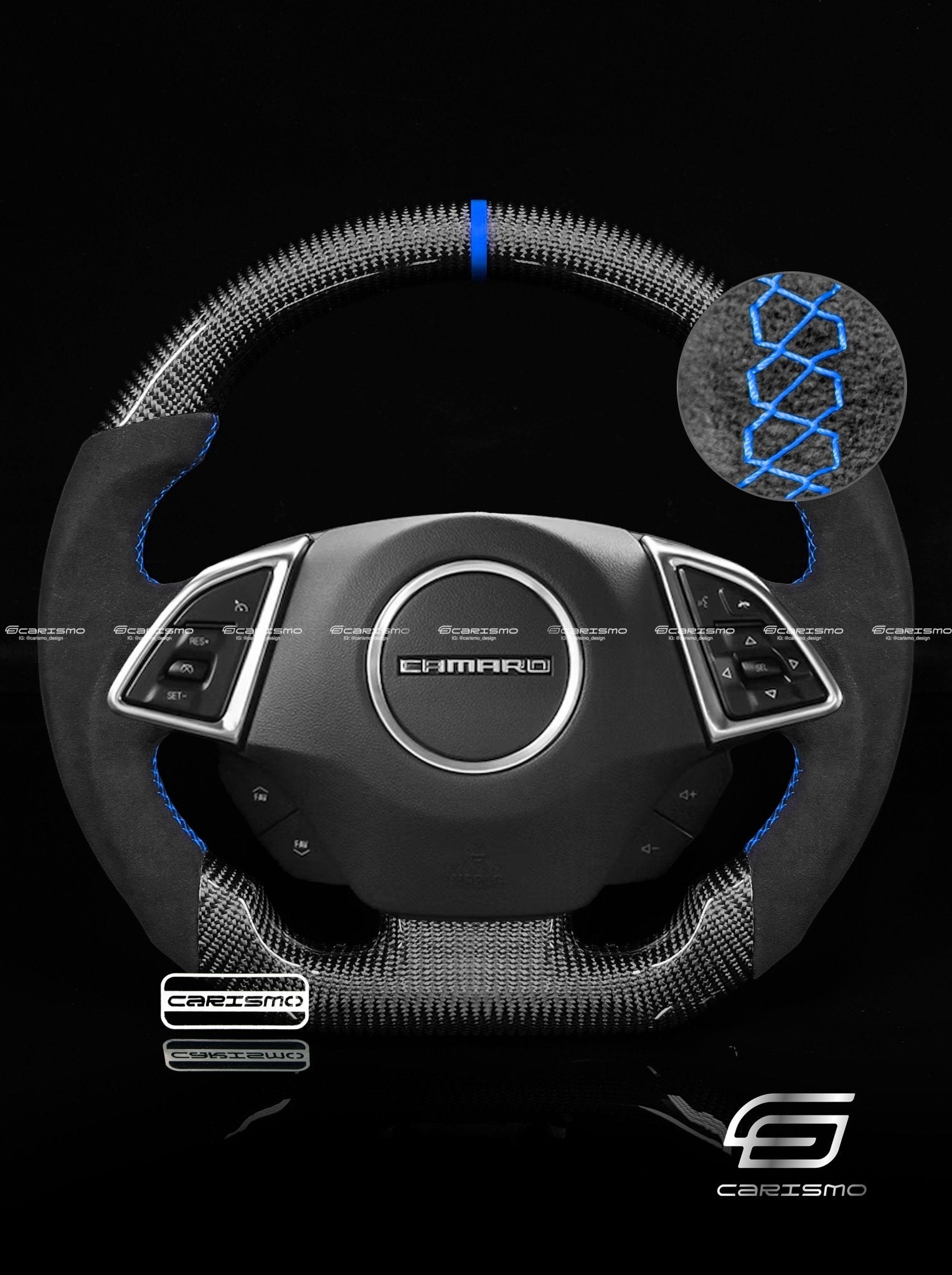 Carismo Steering Wheel For Chevrolet Camaro (Gen 6) - Sport - Gloss Carbon - Alcantara