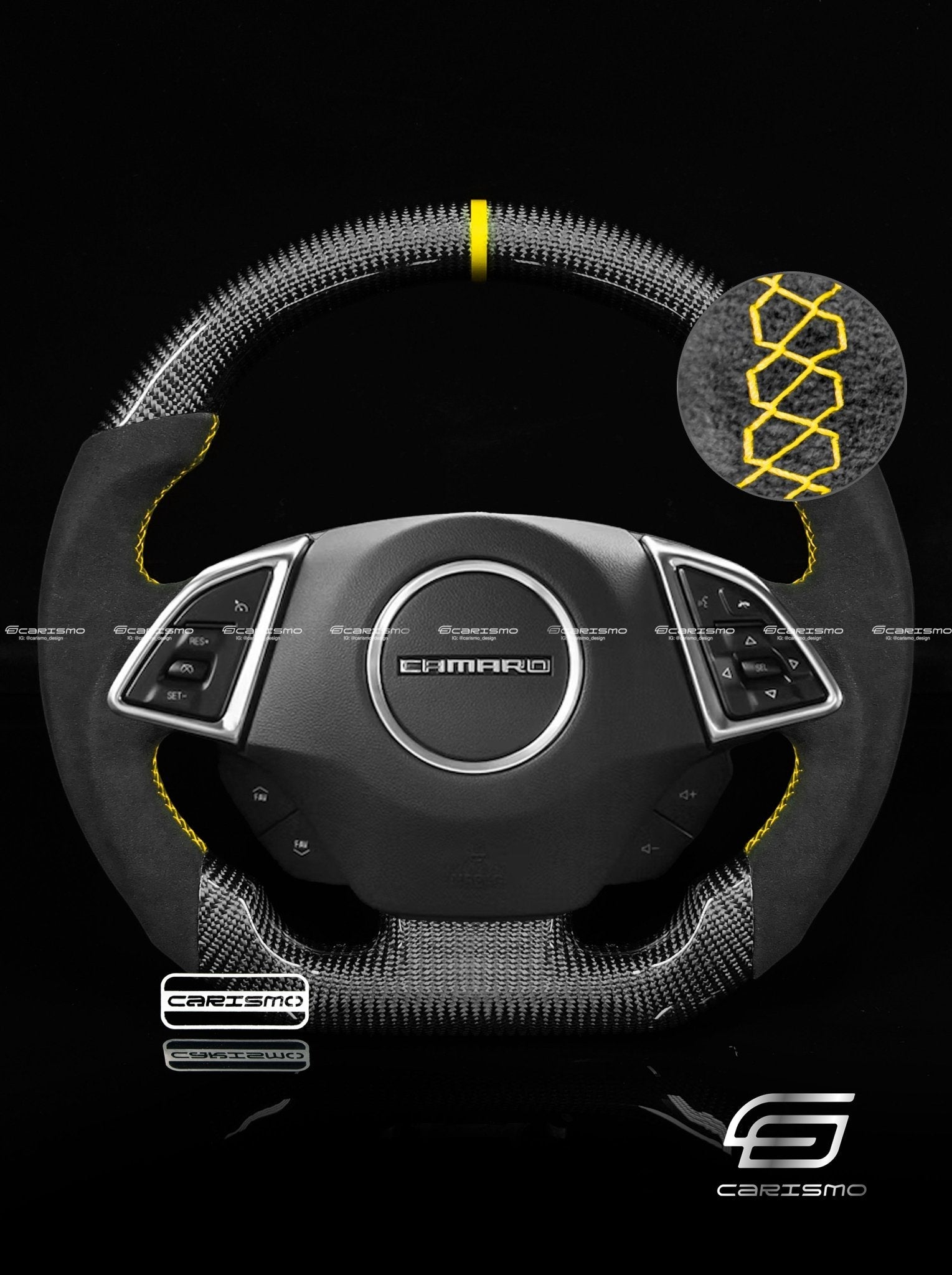 Carismo Steering Wheel For Chevrolet Camaro (Gen 6) - Sport - Gloss Carbon - Alcantara