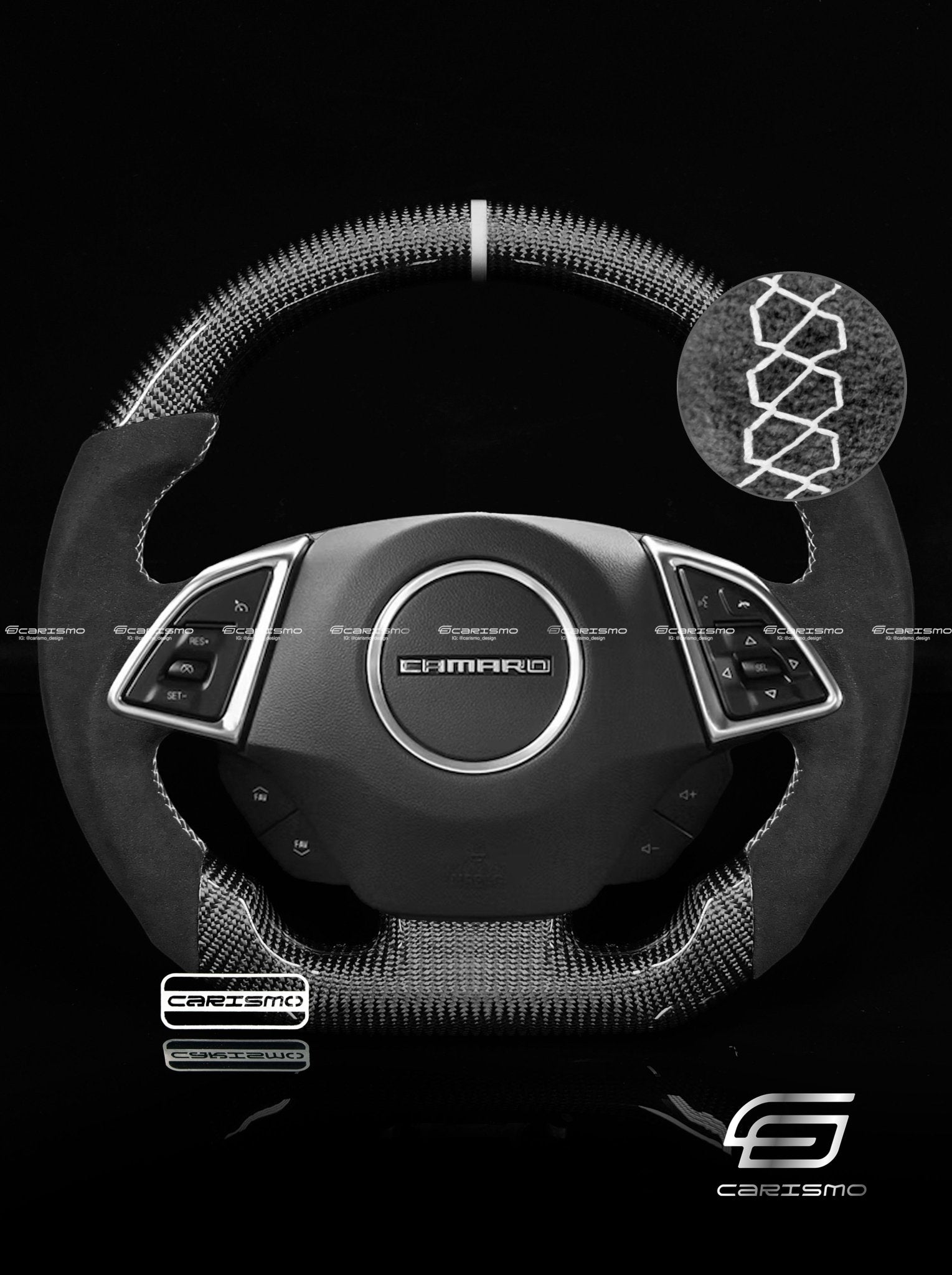 Carismo Steering Wheel For Chevrolet Camaro (Gen 6) - Sport - Gloss Carbon - Alcantara