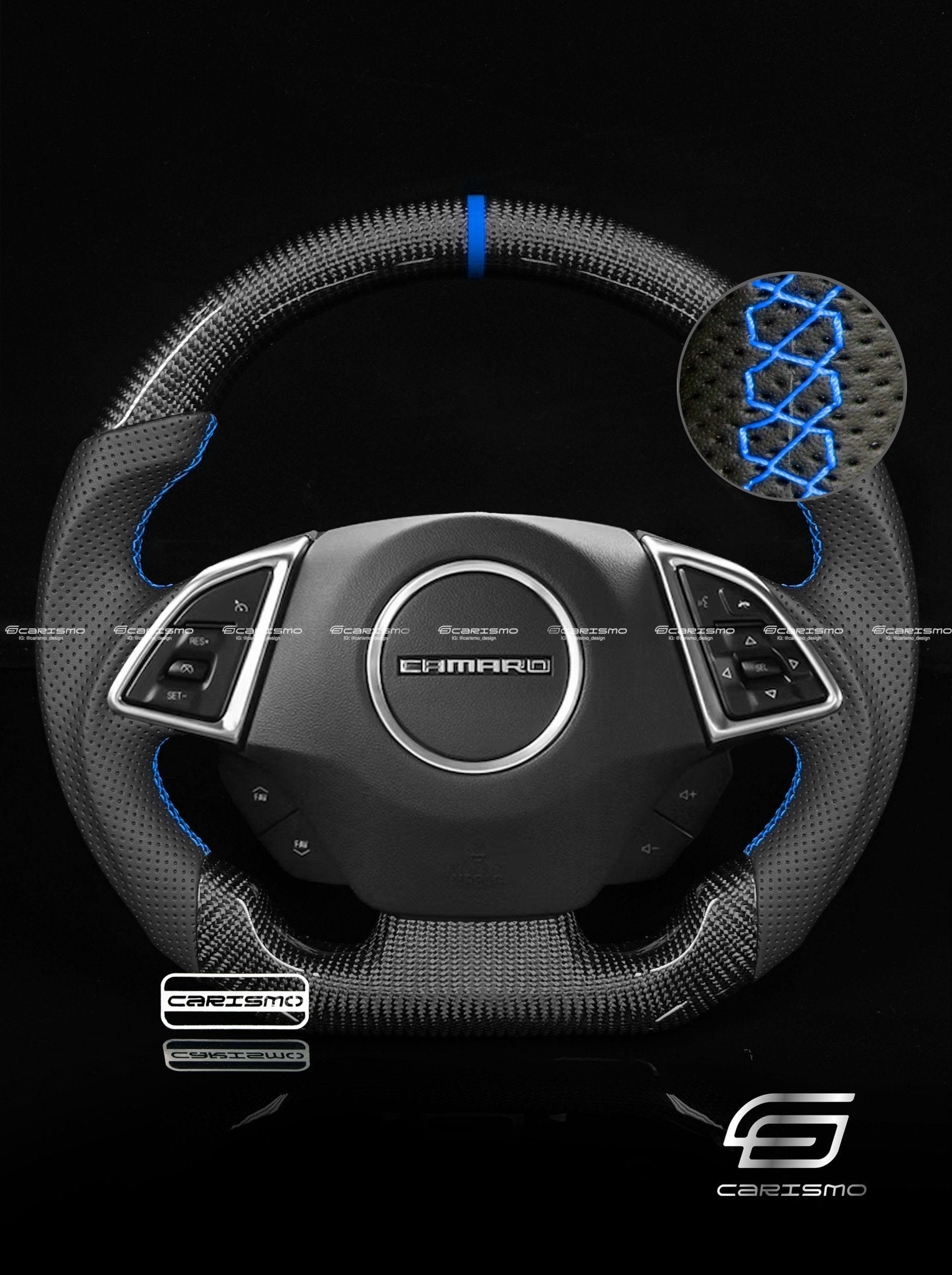 Carismo Steering Wheel For Chevrolet Camaro (Gen 6) - Sport - Gloss Carbon - Perforated Leather
