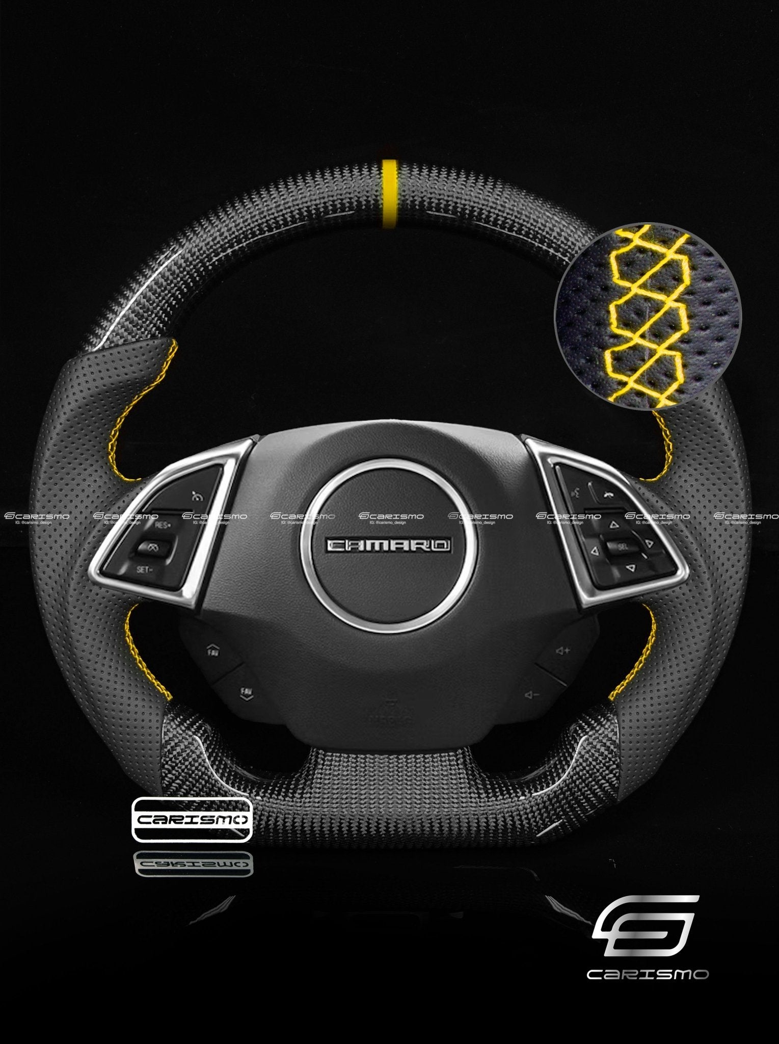 Carismo Steering Wheel For Chevrolet Camaro (Gen 6) - Sport - Gloss Carbon - Perforated Leather