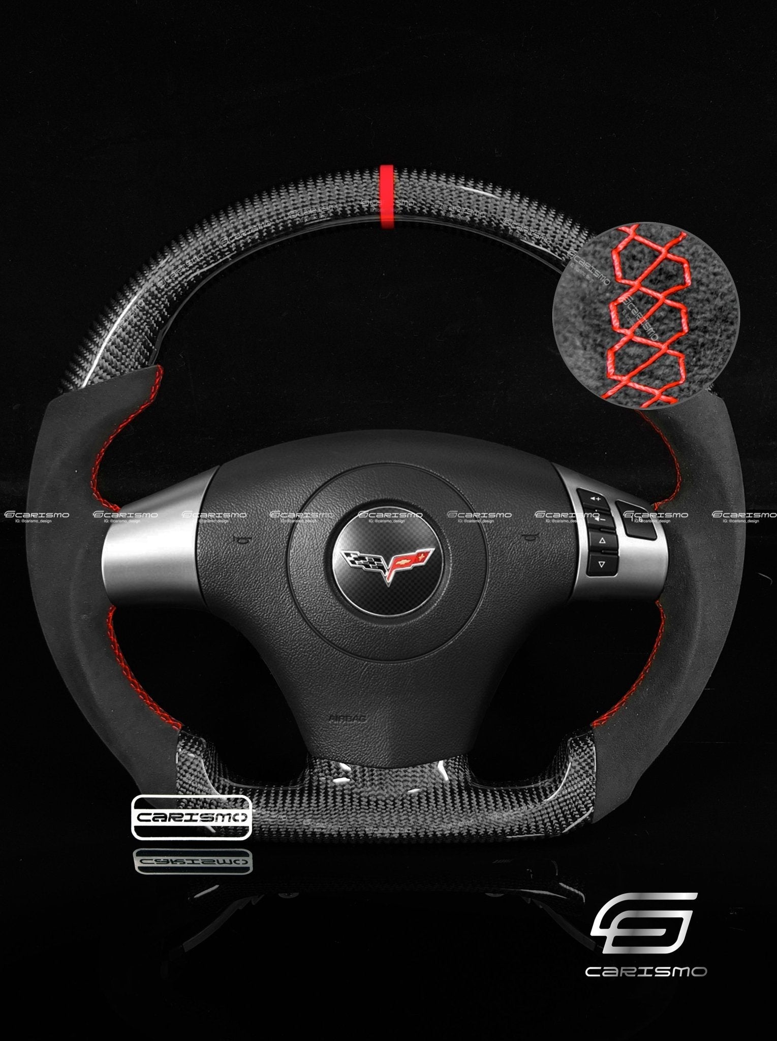 Carismo Steering Wheel For Chevrolet Corvette (C6) - Sport - Gloss Carbon - Alcantara