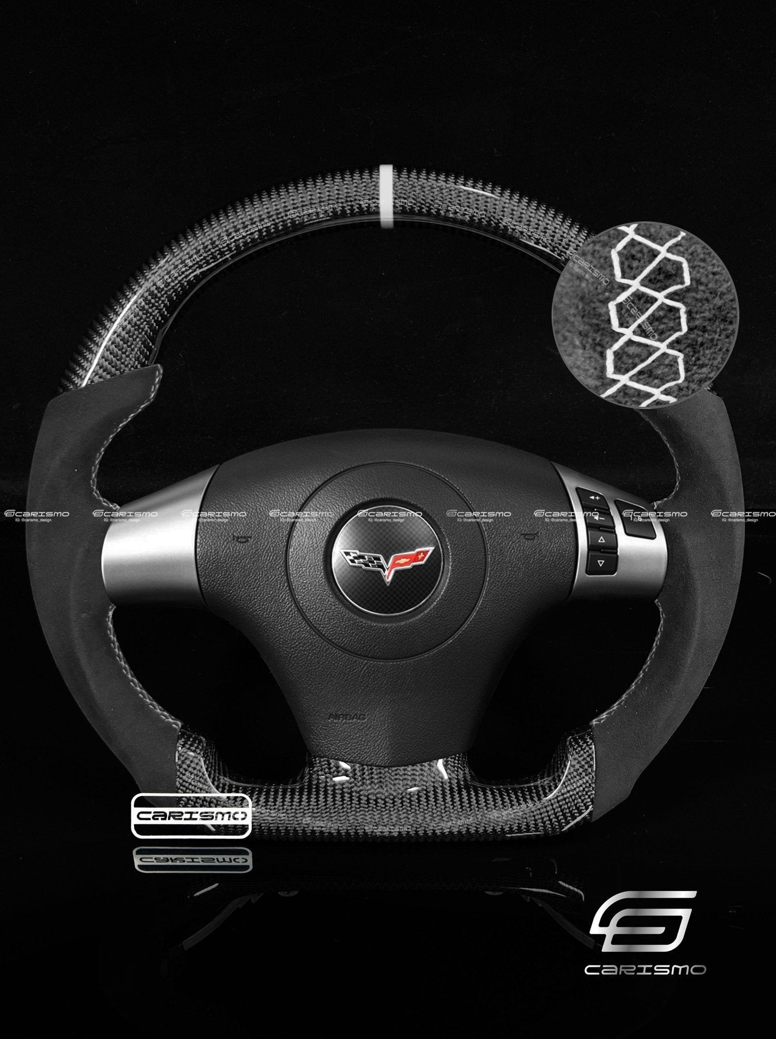 Carismo Steering Wheel For Chevrolet Corvette (C6) - Sport - Gloss Carbon - Alcantara