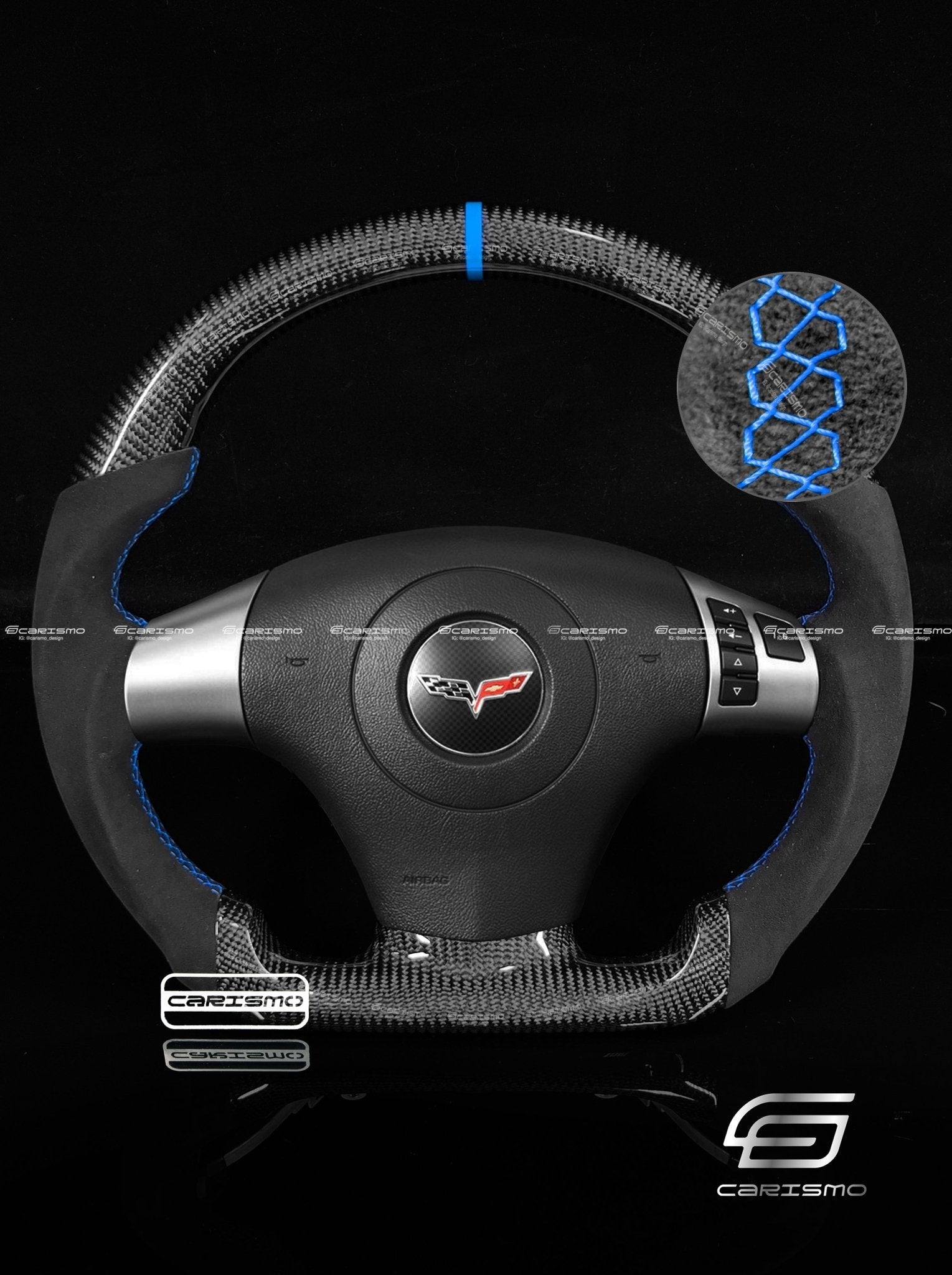 Carismo Steering Wheel For Chevrolet Corvette (C6) - Sport - Gloss Carbon - Alcantara