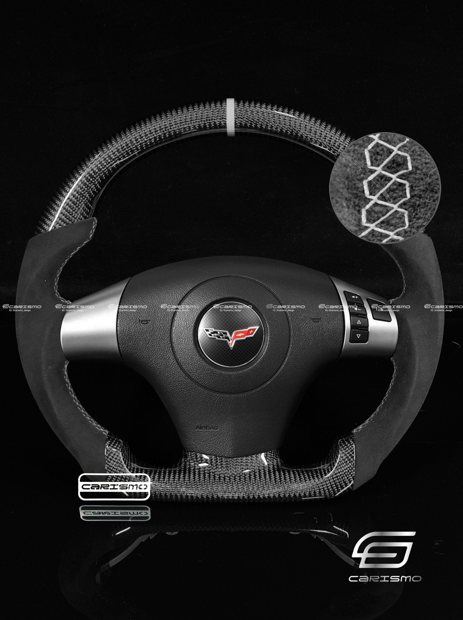 Carismo Steering Wheel For Chevrolet Corvette (C6) - Sport - Gloss Carbon - Alcantara