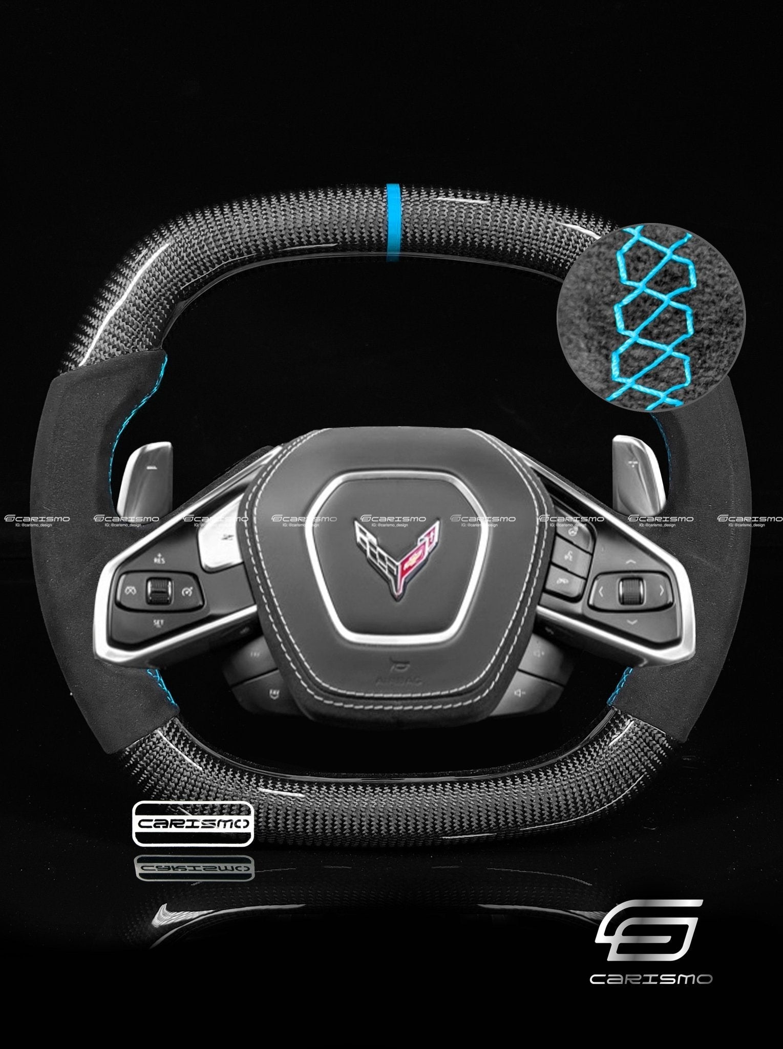 Carismo Steering Wheel For Chevrolet Corvette (C8) - Signature - Gloss Carbon - Alcantara