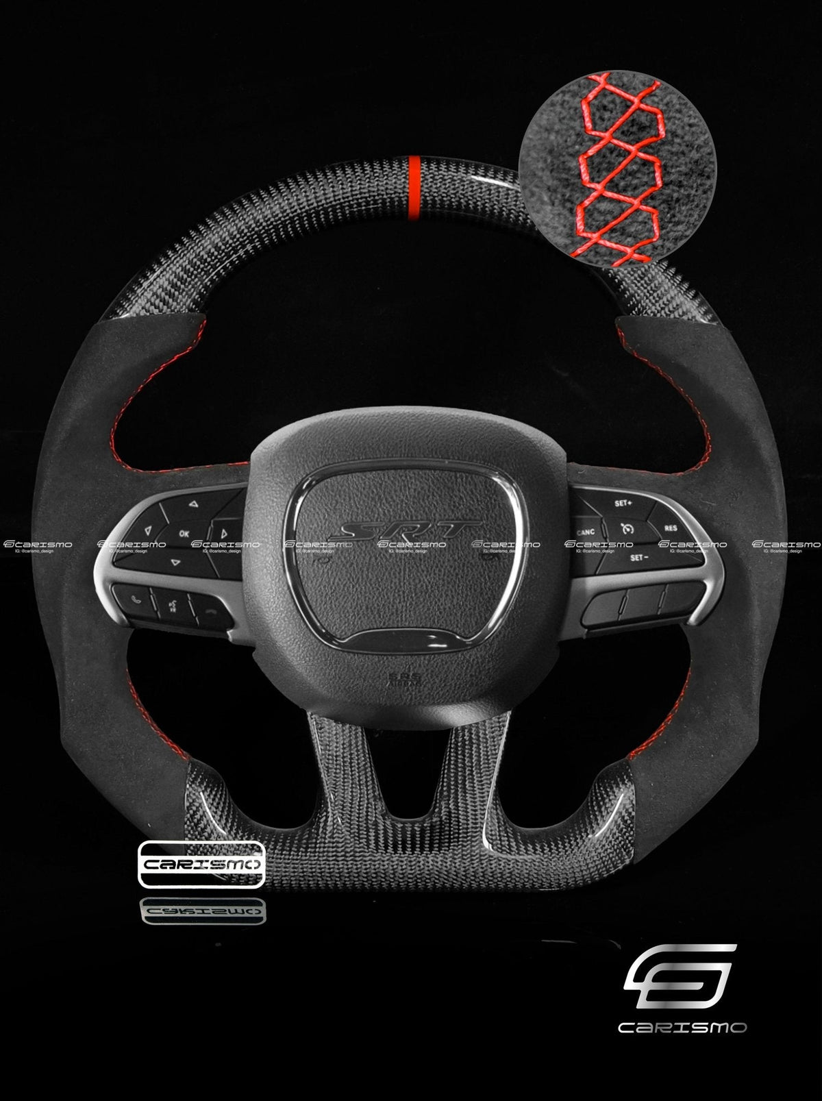 Carismo Steering Wheel For Dodge / SRT (2015+) - Sport - Gloss Carbon - Alcantara