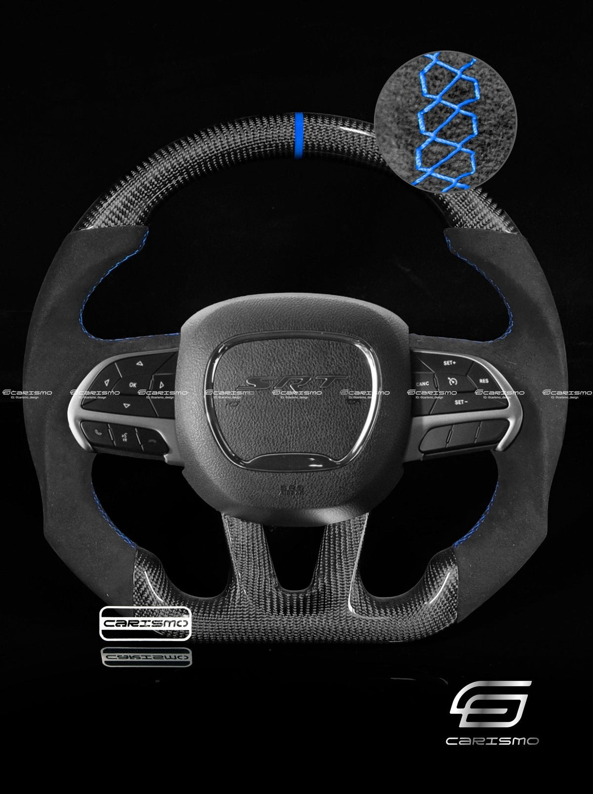Carismo Steering Wheel For Dodge / SRT (2015+) - Sport - Gloss Carbon - Alcantara