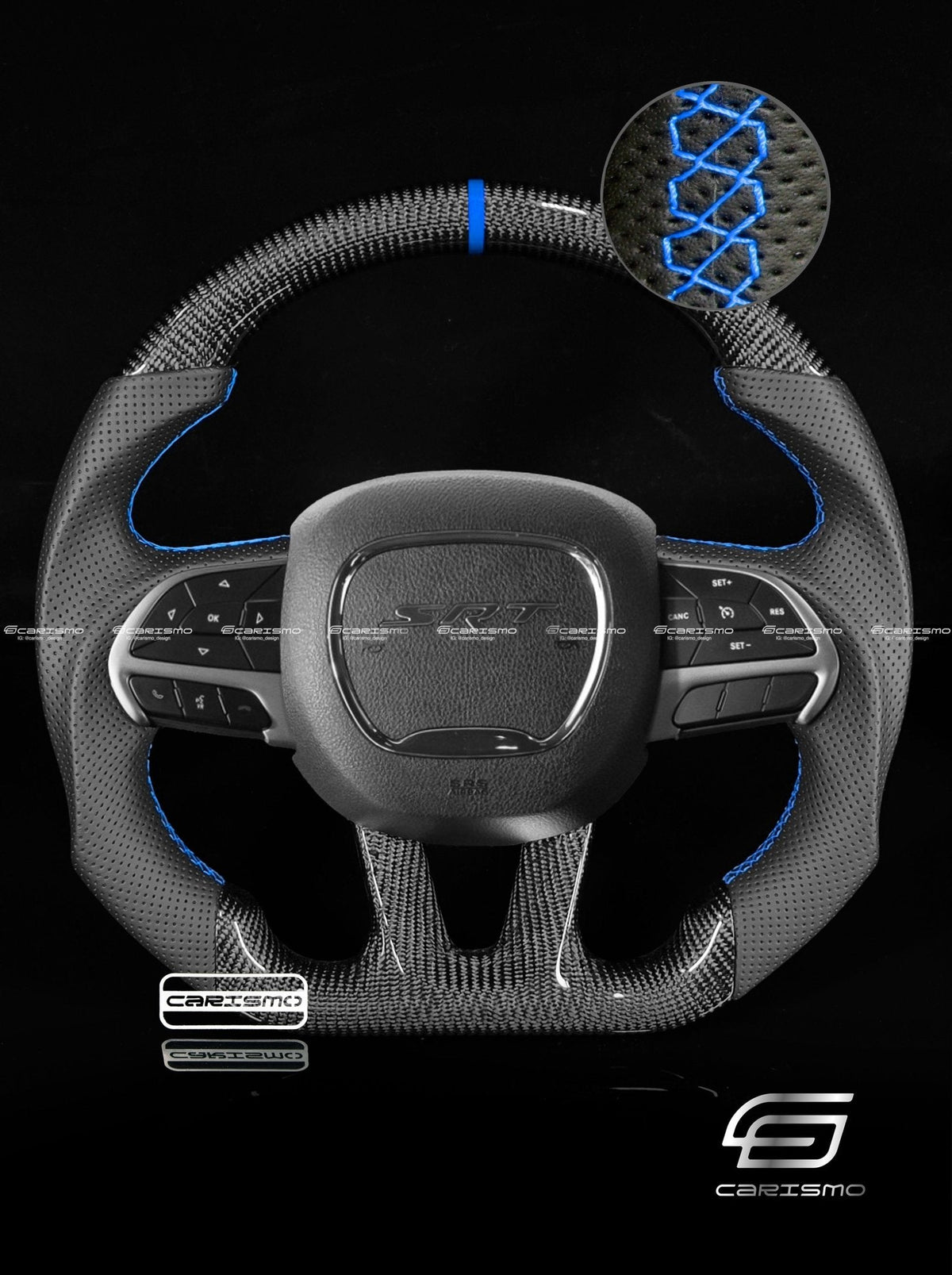 Carismo Steering Wheel For Dodge / SRT (2015+) - Sport - Gloss Carbon - Perforated Leather