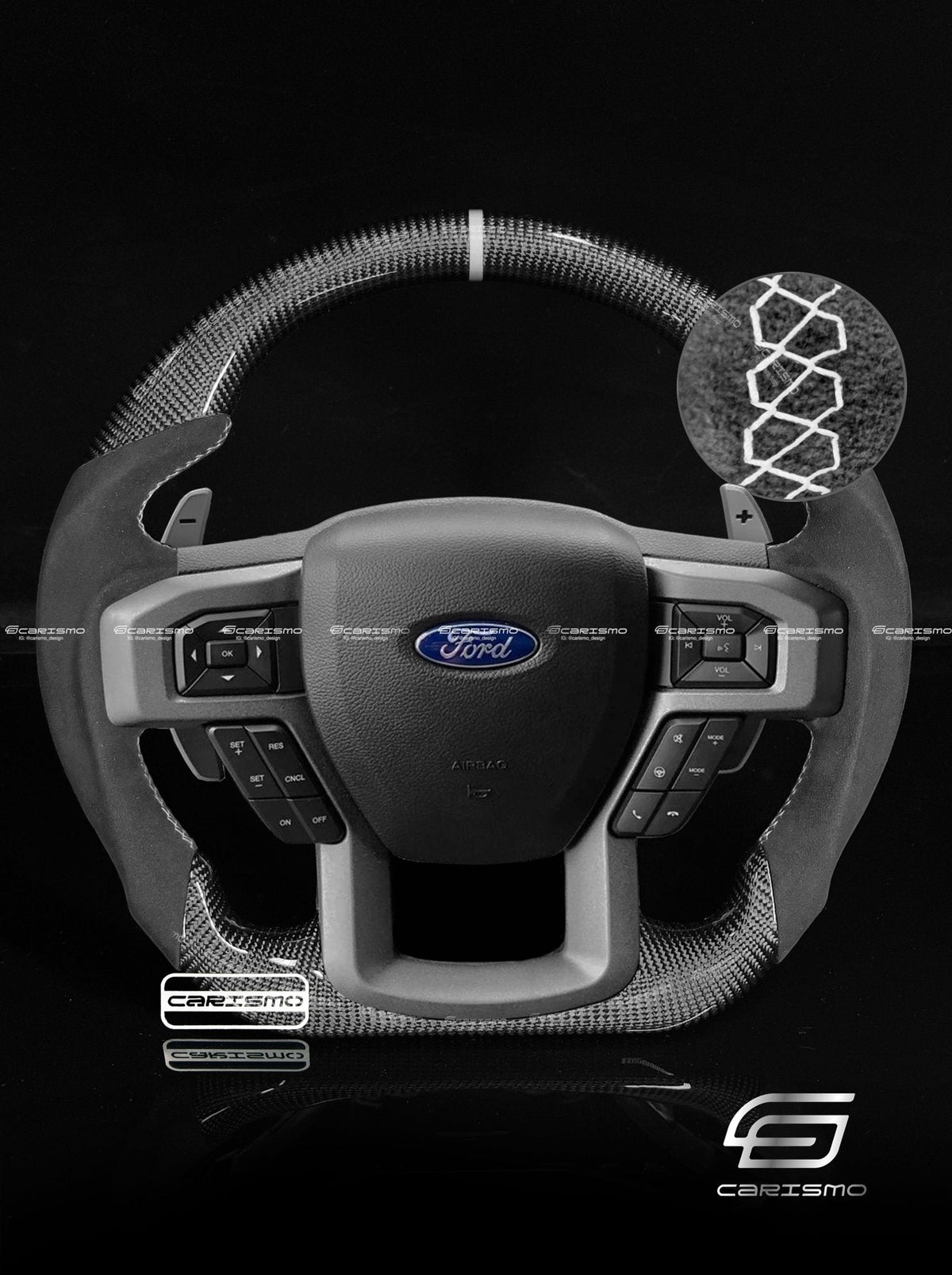 Carismo Steering Wheel For Ford F-150 Raptor (Gen 2) - Sport - Gloss Carbon - Alcantara