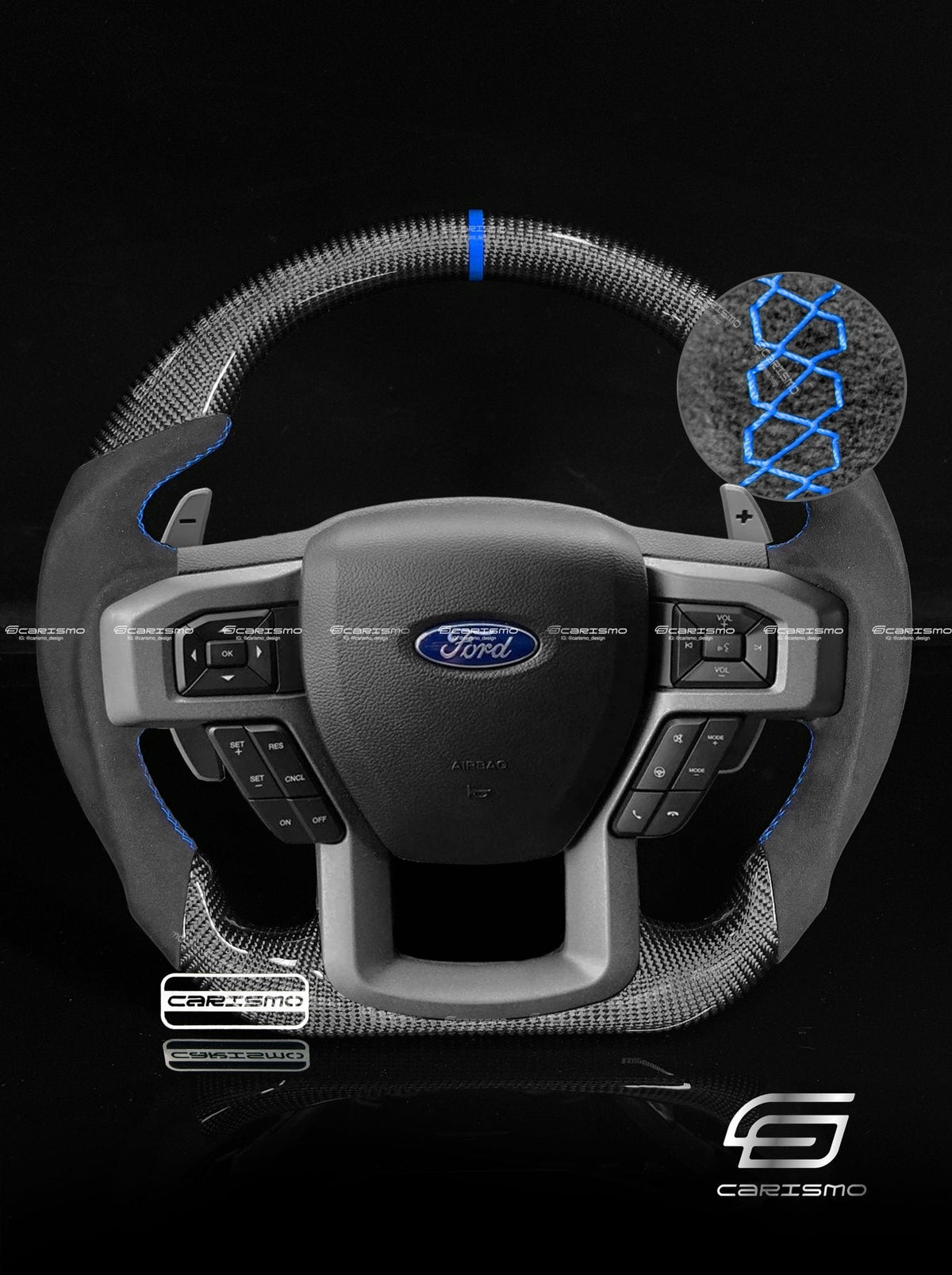 Carismo Steering Wheel For Ford F-150 Raptor (Gen 2) - Sport - Gloss Carbon - Alcantara