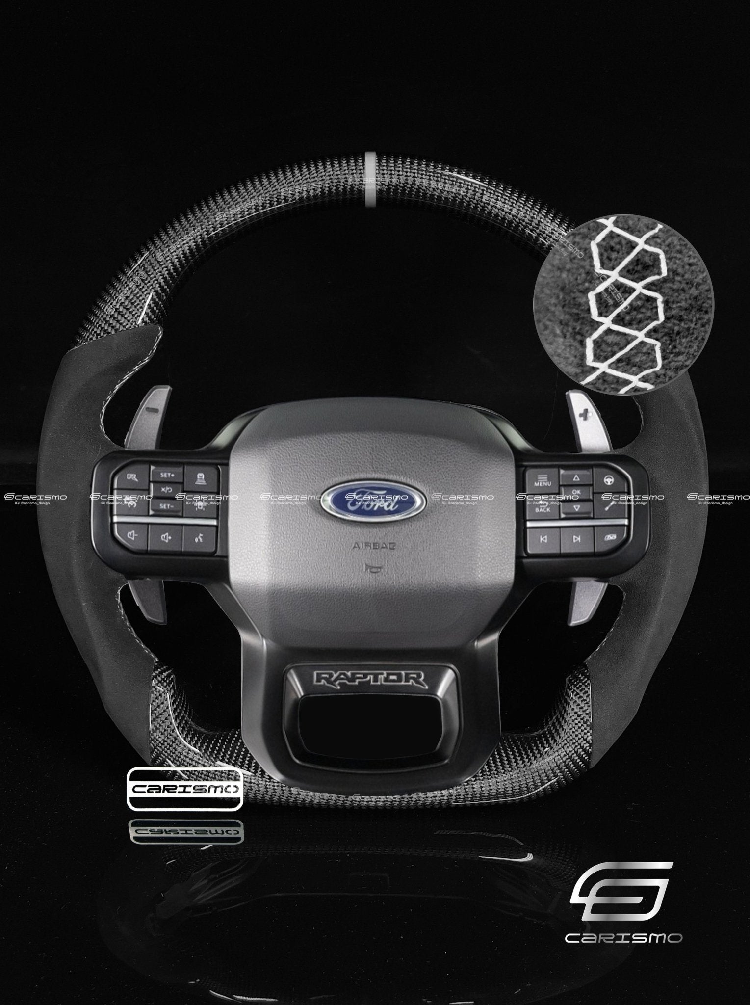 Carismo Steering Wheel For Ford F-150 Raptor (Gen 3) - Sport - Gloss Carbon - Alcantara