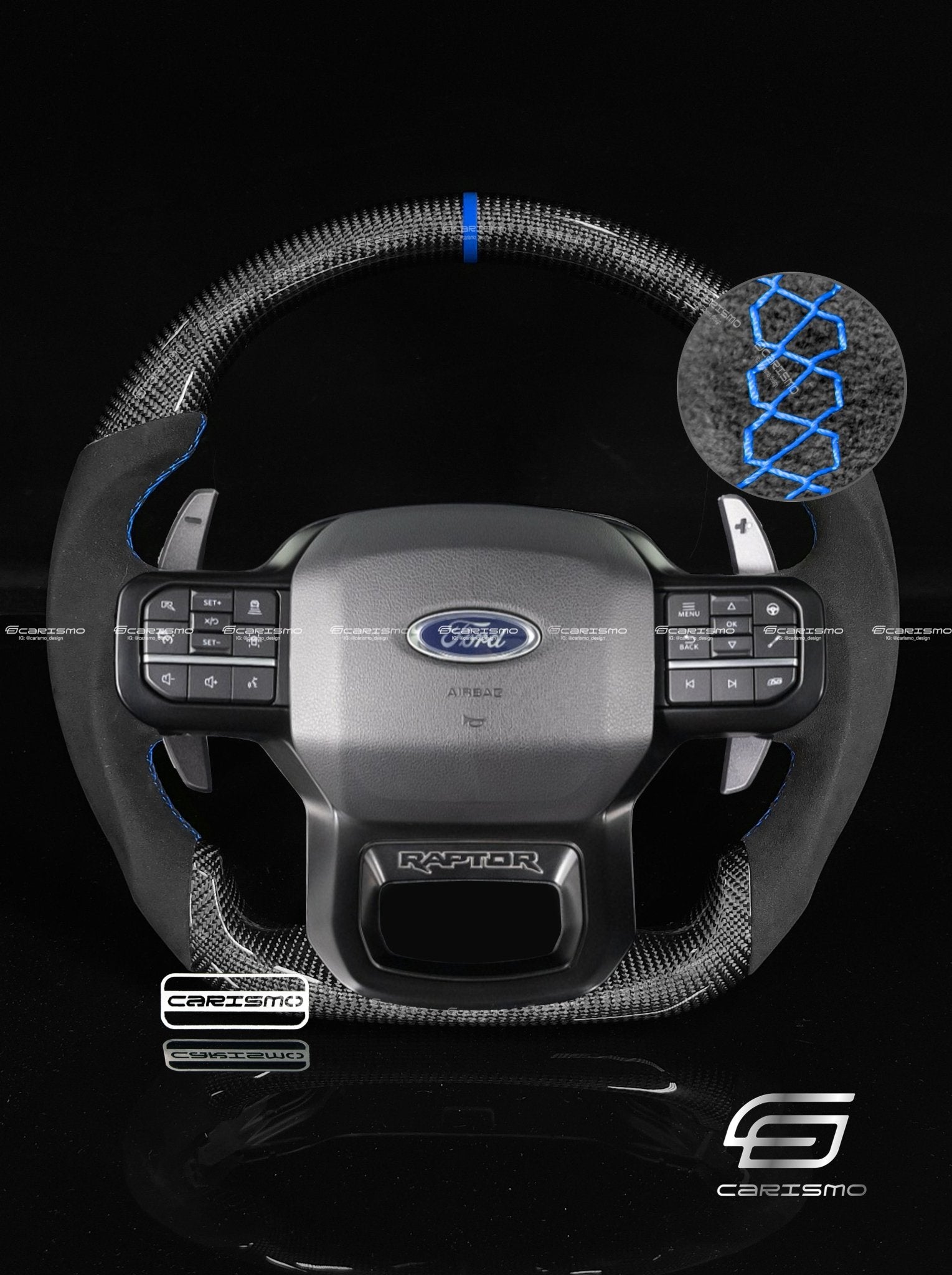Carismo Steering Wheel For Ford F-150 Raptor (Gen 3) - Sport - Gloss Carbon - Alcantara