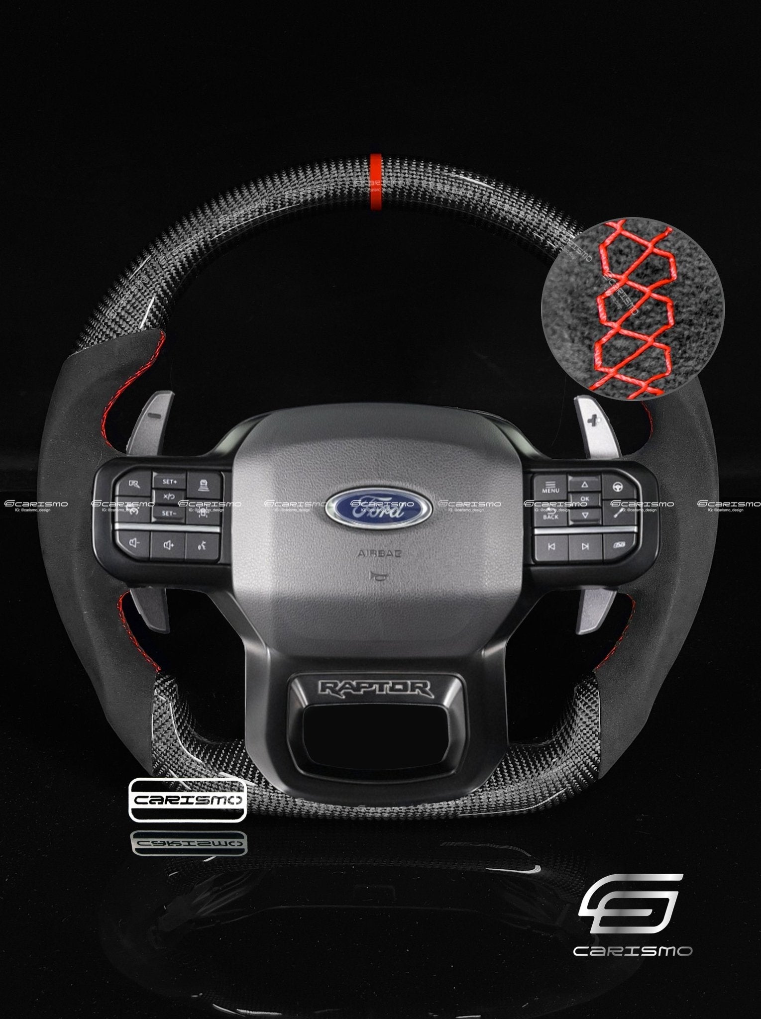 Carismo Steering Wheel For Ford F-150 Raptor (Gen 3) - Sport - Gloss Carbon - Alcantara