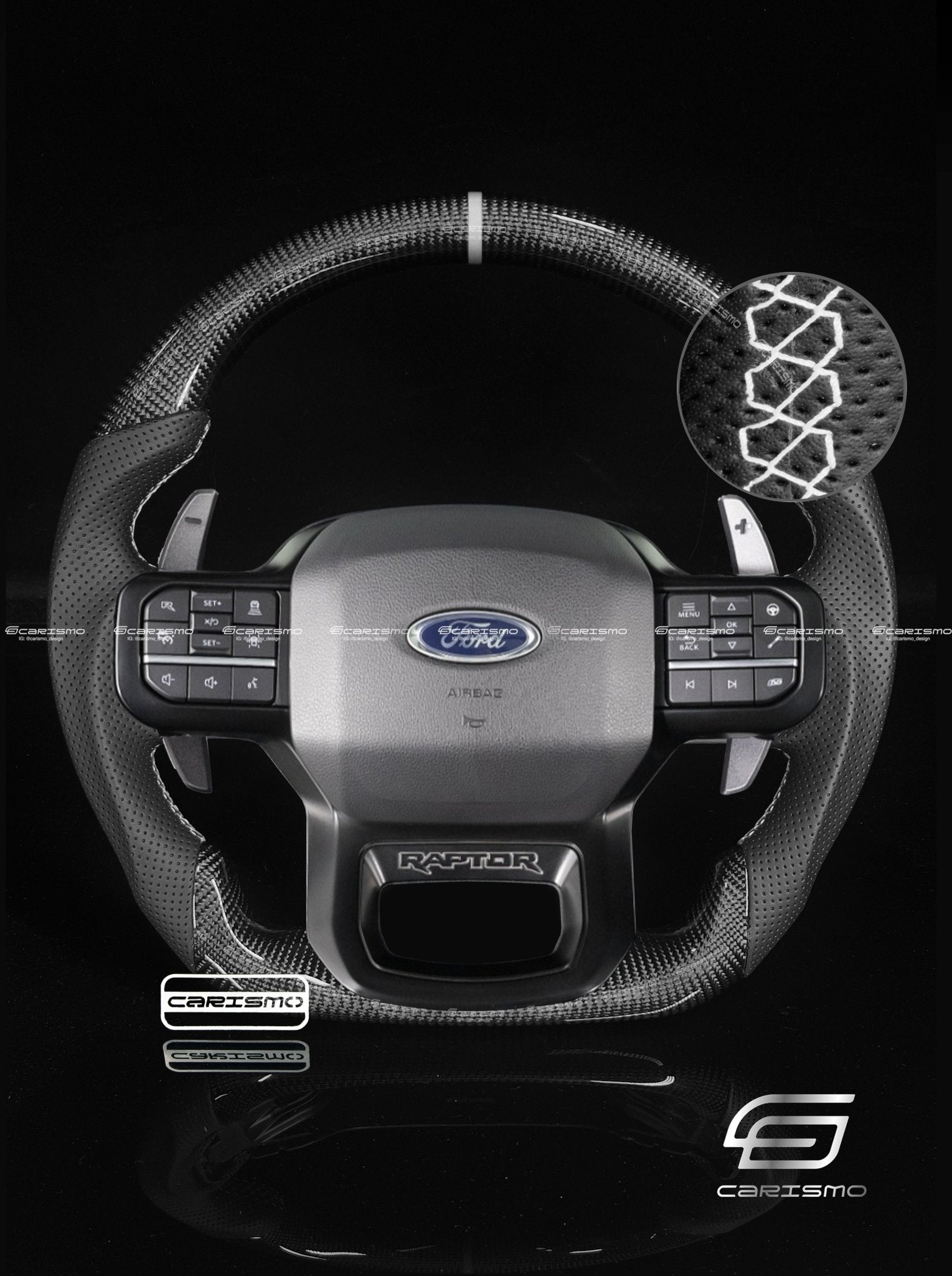 Carismo Steering Wheel For Ford F-150 Raptor (Gen 3) - Sport - Gloss Carbon - Perforated Leather