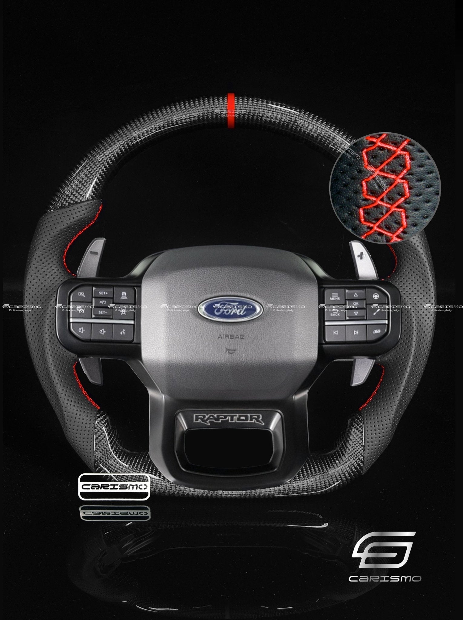 Carismo Steering Wheel For Ford F-150 Raptor (Gen 3) - Sport - Gloss Carbon - Perforated Leather