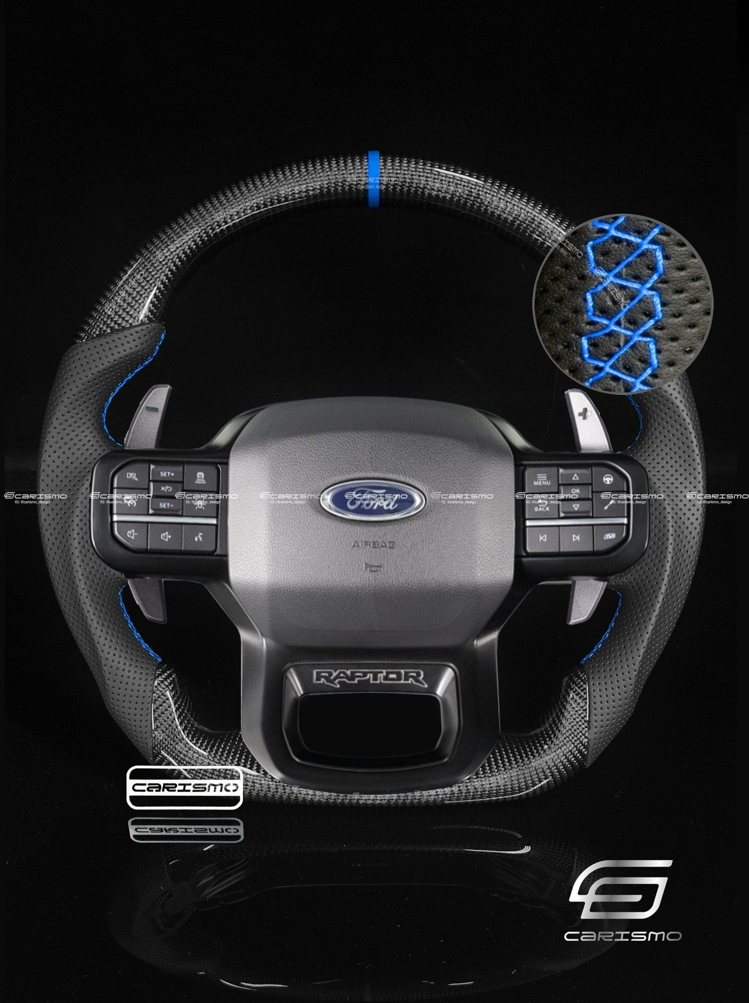 Carismo Steering Wheel For Ford F-150 Raptor (Gen 3) - Sport - Gloss Carbon - Perforated Leather