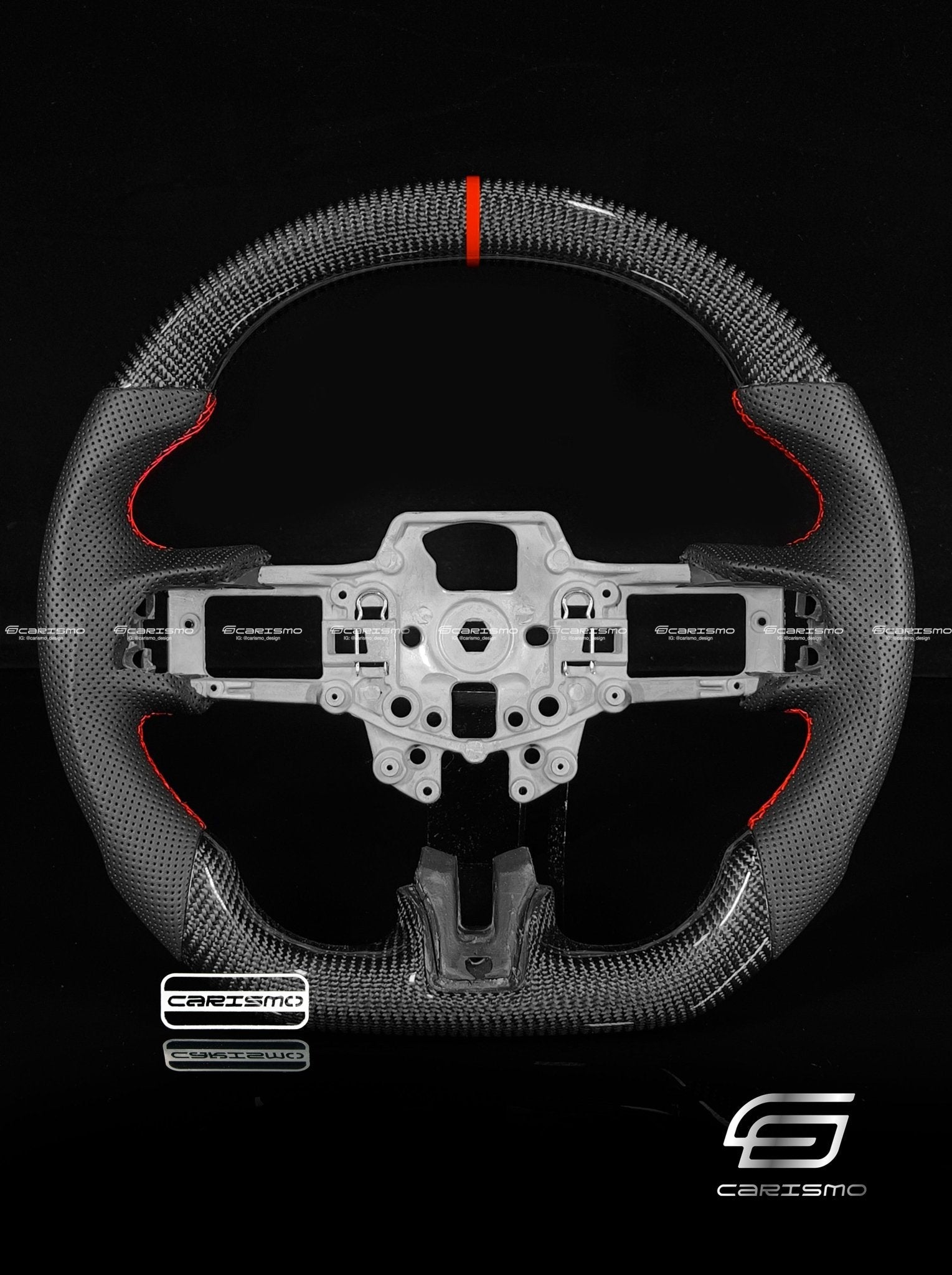 Carismo Steering Wheel For Ford Mustang (S550 2018 Refresh) - Sport - Gloss Carbon - Perforated Leather