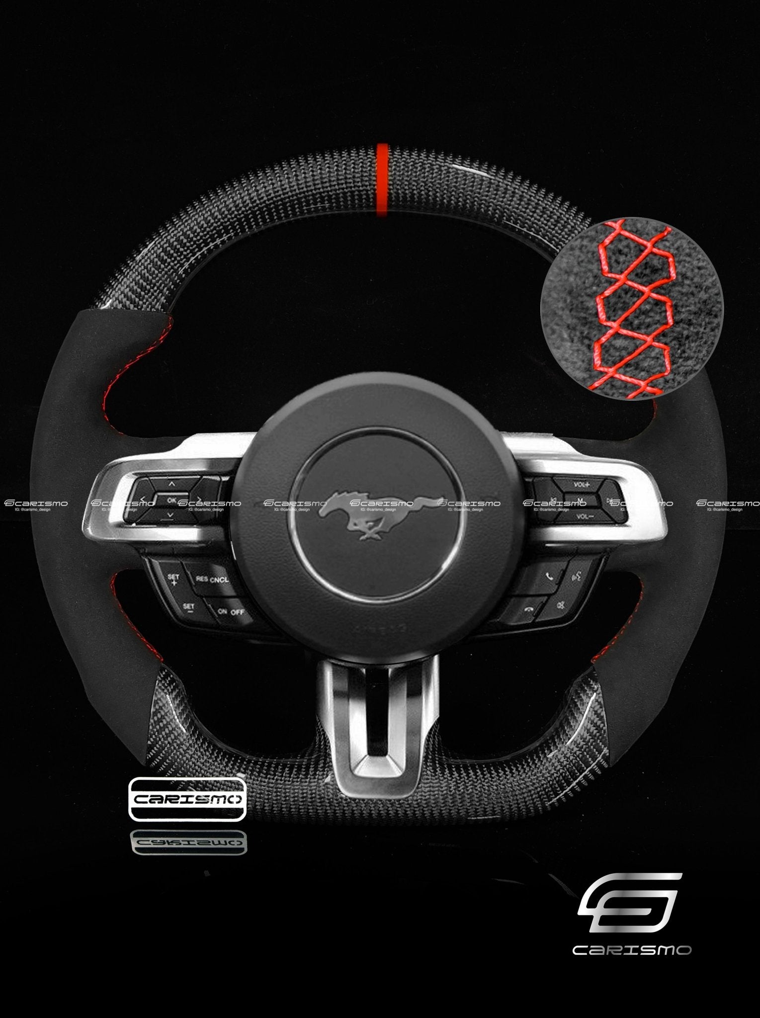 Carismo Steering Wheel For Ford Mustang (S550 Pre-2018) - Sport - Gloss Carbon - Alcantara