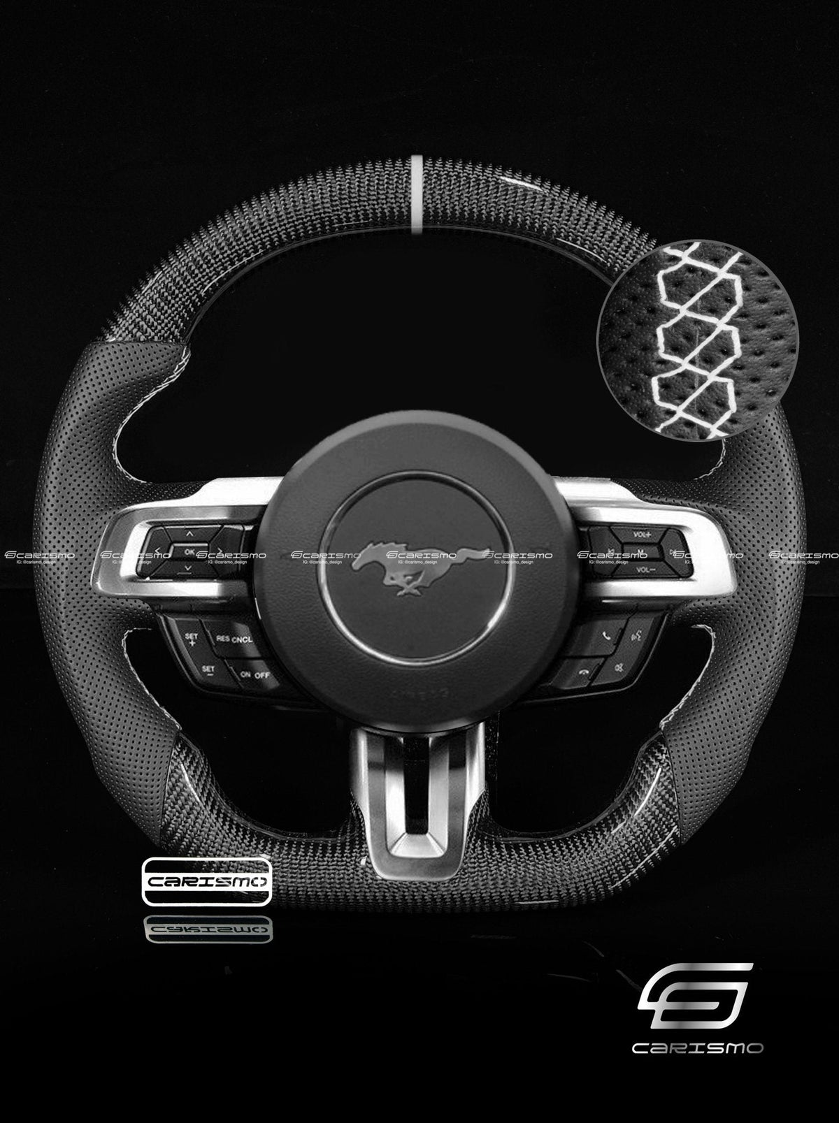 Carismo Steering Wheel For Ford Mustang (S550 Pre-2018) - Sport - Gloss Carbon - Perforated Leather